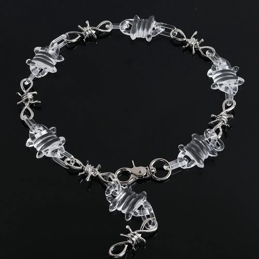 Jewelry × Other Transparent Acrylic Spike Rivets Chain Necklace Size ONE SIZE - 1 Thumbnail