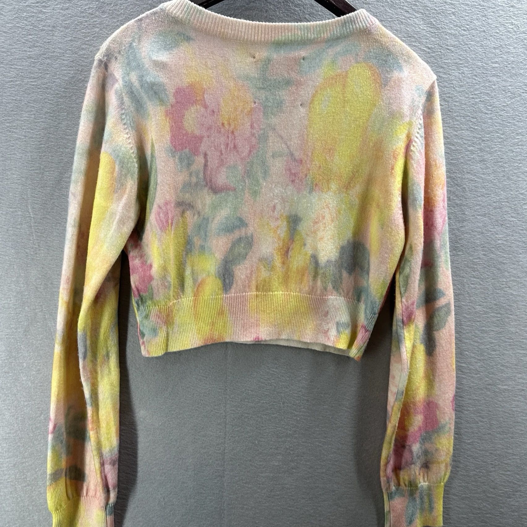 Le Superbe Le Superbe Wool Blend Floral Cardigan Womens Large Yellow Shirt? Size L / US 10 / IT 46 - 5 Thumbnail