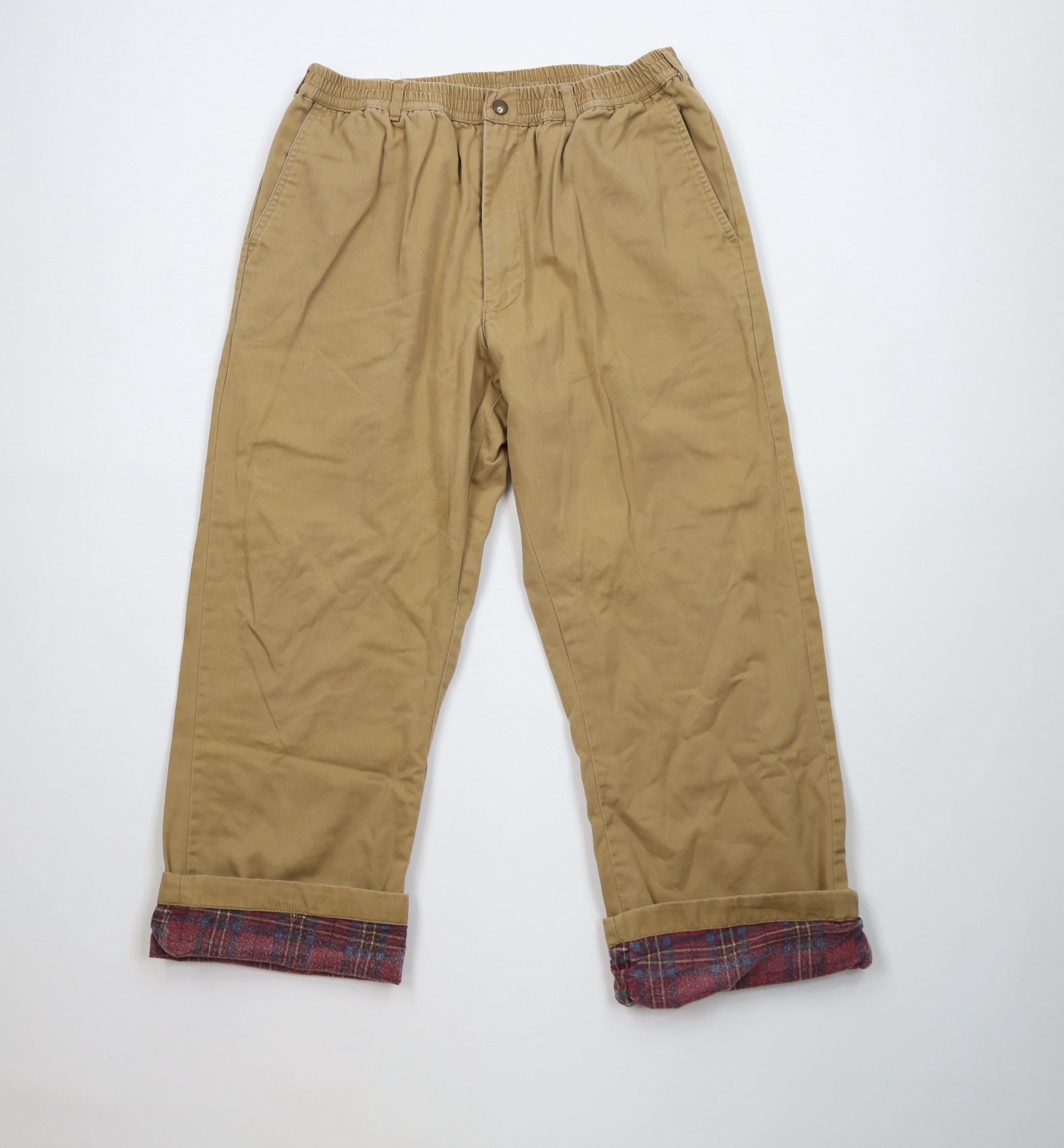 Vintage Vintage 90s Streetwear Lined Wide Leg Pants Beige Brown Size US 36 / EU 52 - 1 Thumbnail