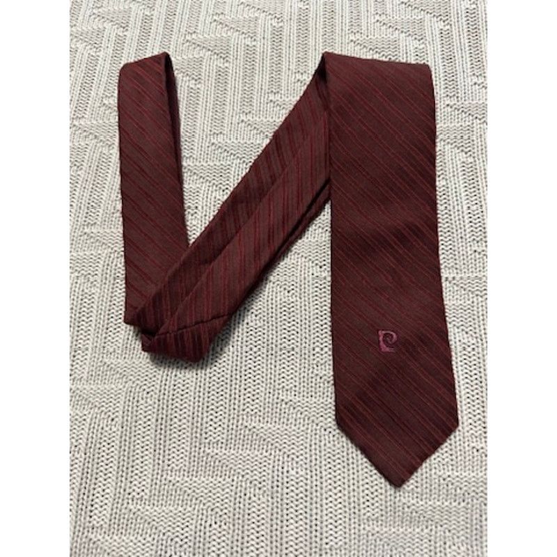 Pierre Cardin Vintage Pierre Cardin maroon monotone striped skinny tie Size ONE SIZE - 1 Thumbnail
