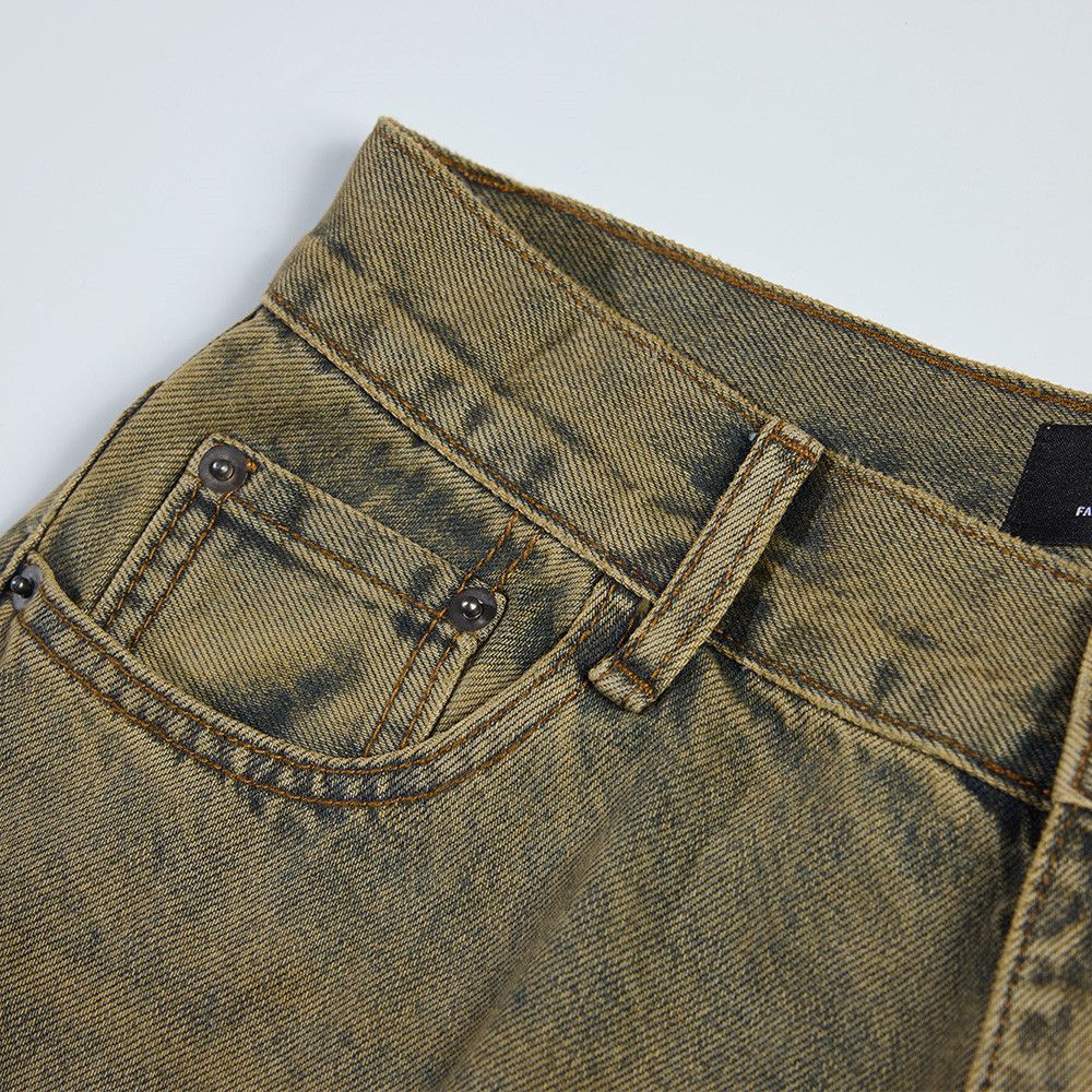 Vintage Retro loose wide-leg men's distressed washed casual jeans Size US 32 / EU 48 - 4 Thumbnail