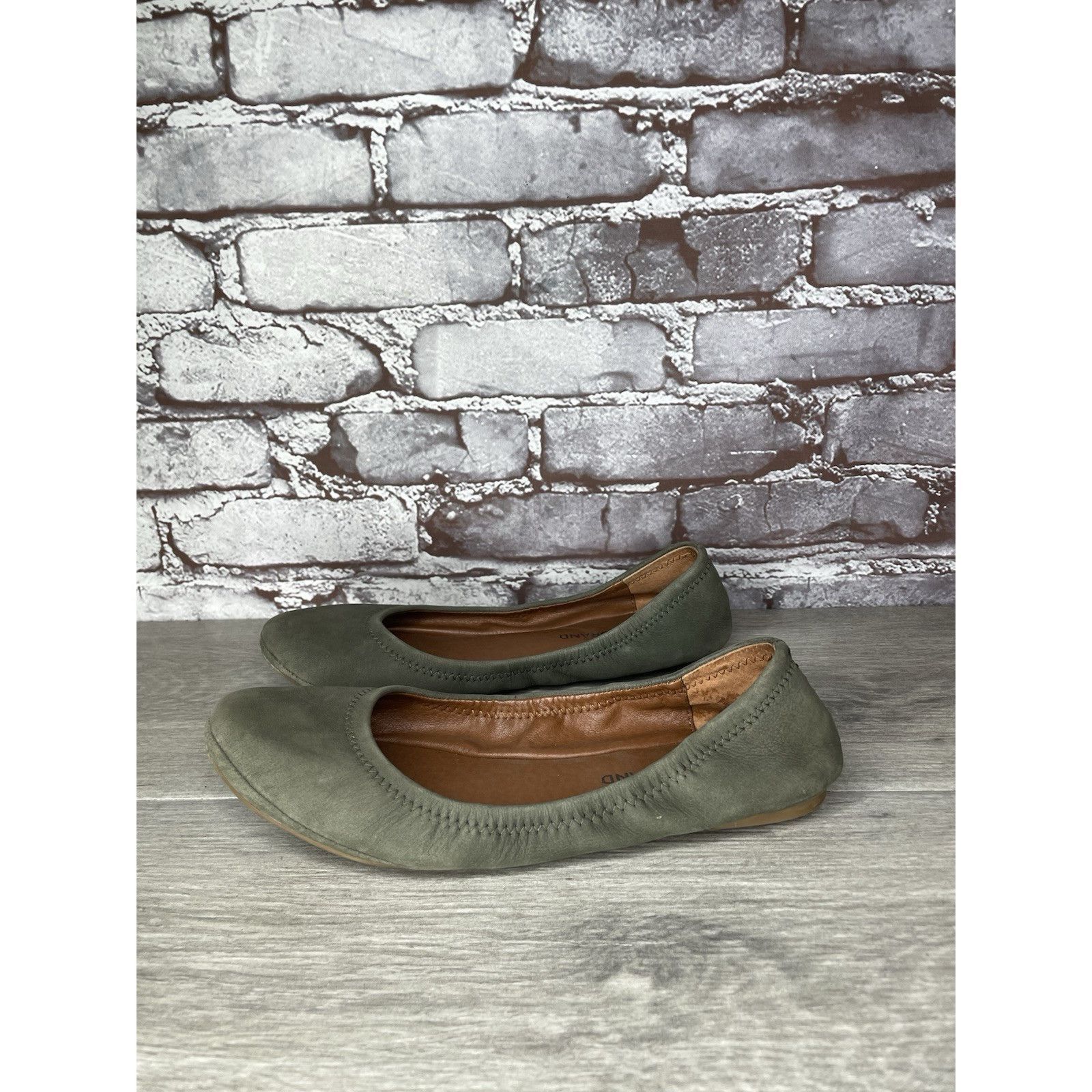 Lucky Brand Lucky Brand Olive Green Suede Erin Round Toe Ballet Flats Wo Size US 8.5 / IT 38.5 - 13 Thumbnail