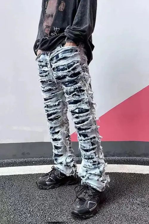 Jean Retro distressed washed ripped stretch jeans Size US 32 / EU 48 - 6 Thumbnail