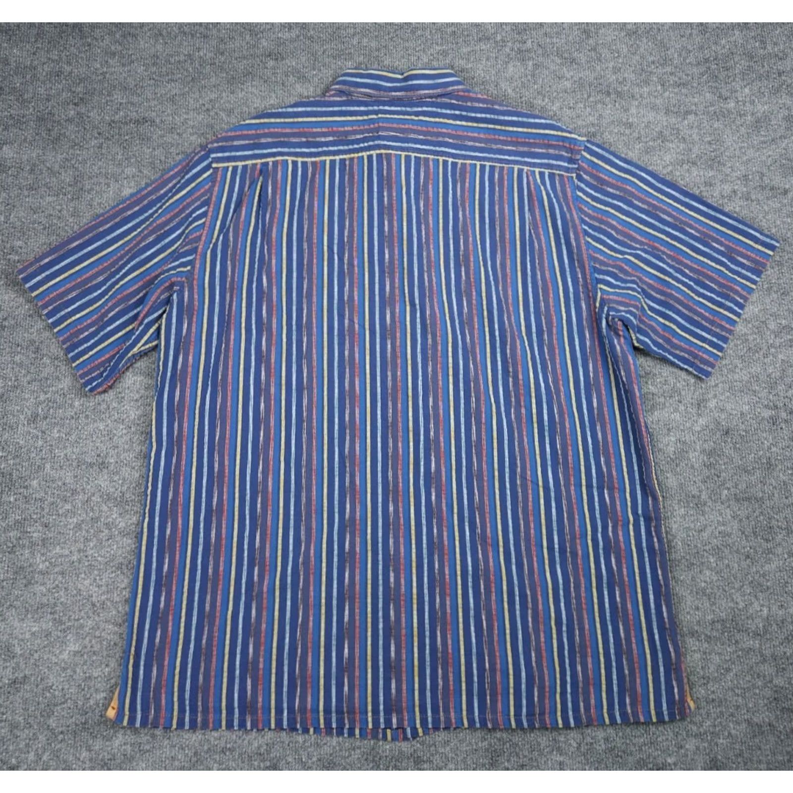 The Territory Ahead Territory Ahead Shirt Men's XL Blue Striped Abstract Woven Button Short Sleeve Size US XL / EU 56 / 4 - 4 Thumbnail