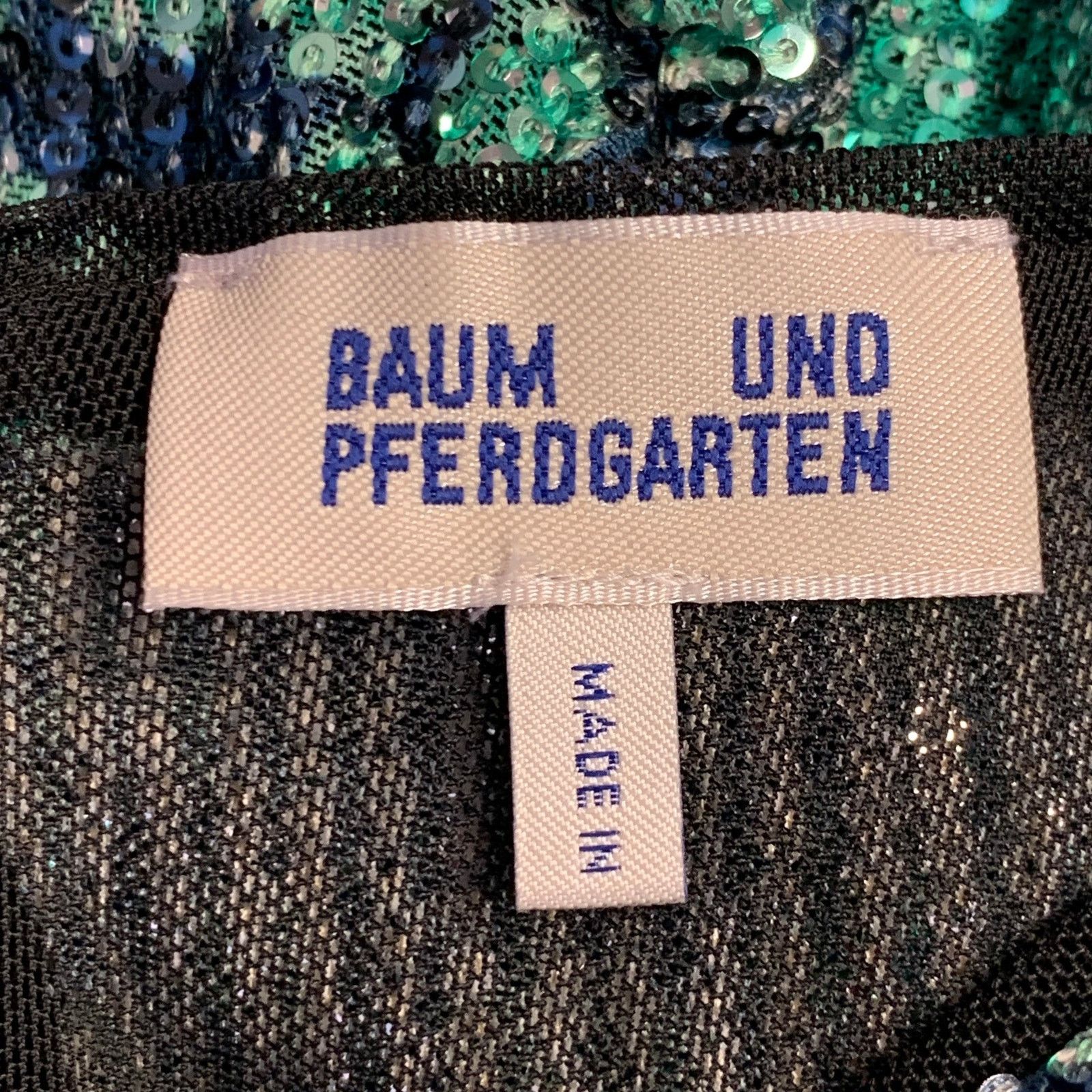 Baum und Pferdgarten M Navy Green Sequined Abstract Floral Cocktail Dress Size M / US 6-8 / IT 42-44 - 5 Thumbnail