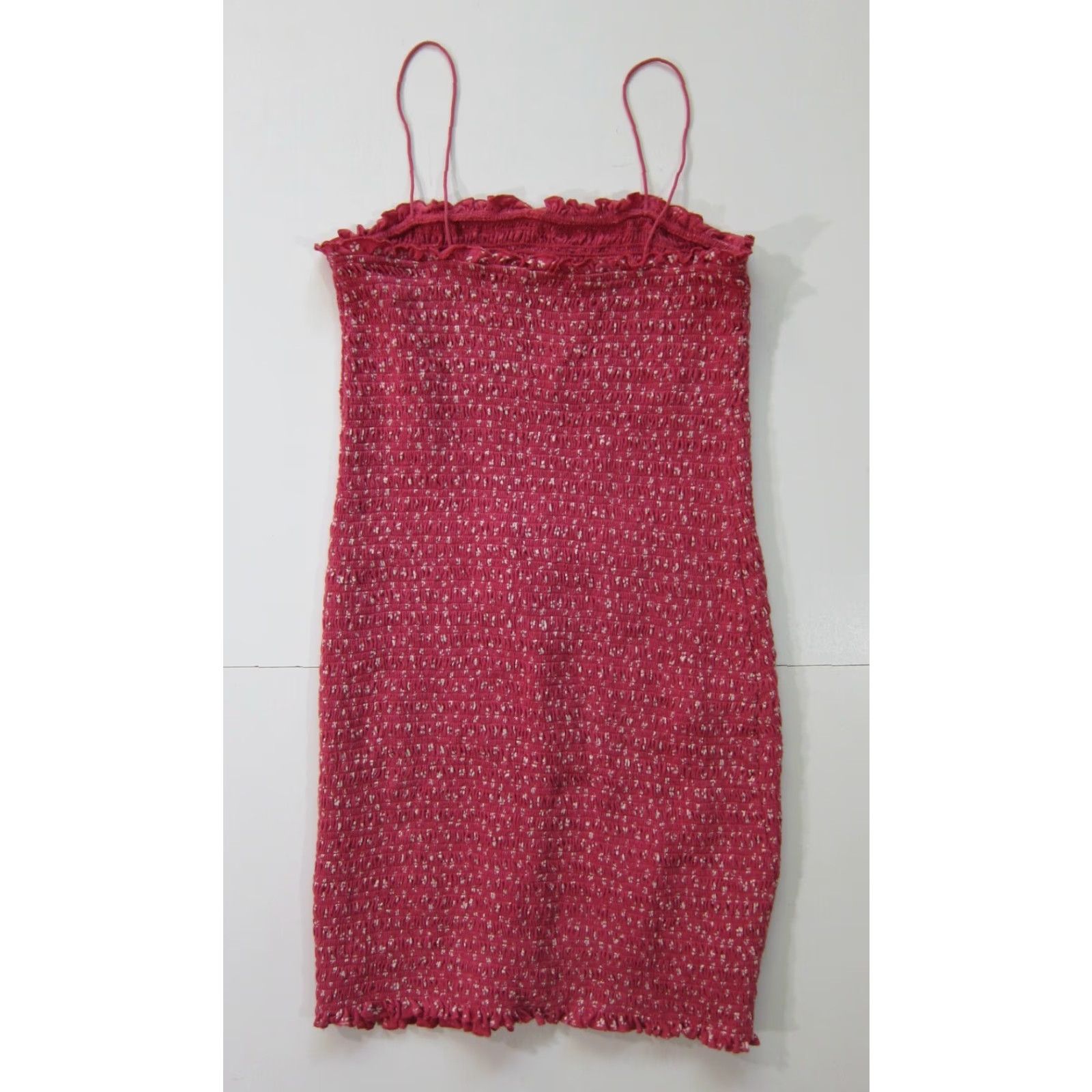 American Eagle Outfitters VINTAGE American Eagle Pink White Floral Stretch Fitted Bodycon Tank Dress Women Small Size S / US 4 / IT 40 - 2 Thumbnail