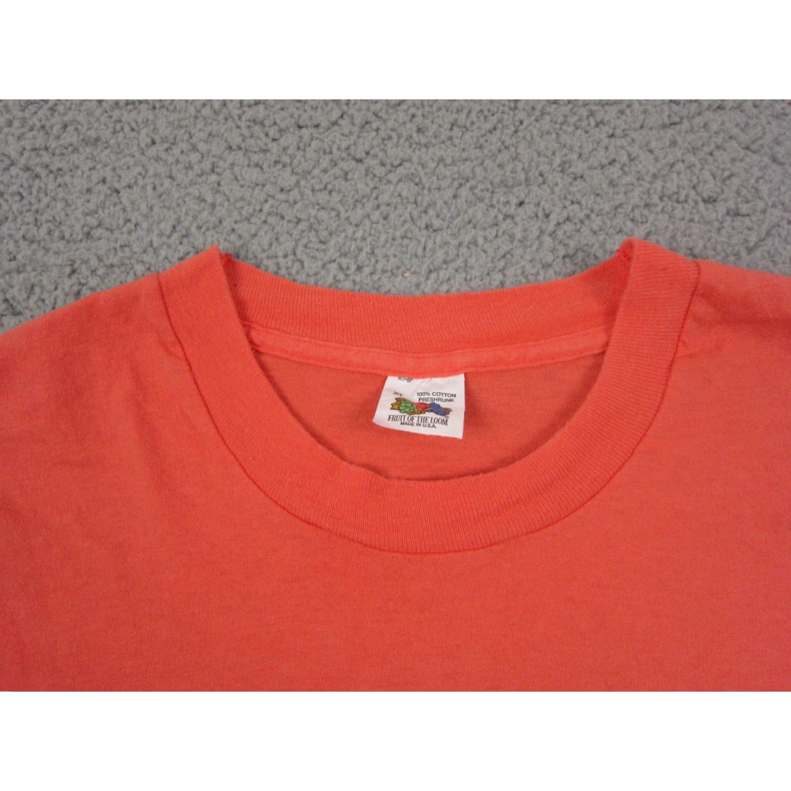 Fruit Of The Loom VINTAGE Fruit of the Loom Shirt Mens XL Orange Crew Neck Short Sleeve USA Logo T-Shirt XL Mens Orange Fruit of the Loom Shirt Vintage USA Size US XL / EU 56 / 4 - 4 Thumbnail