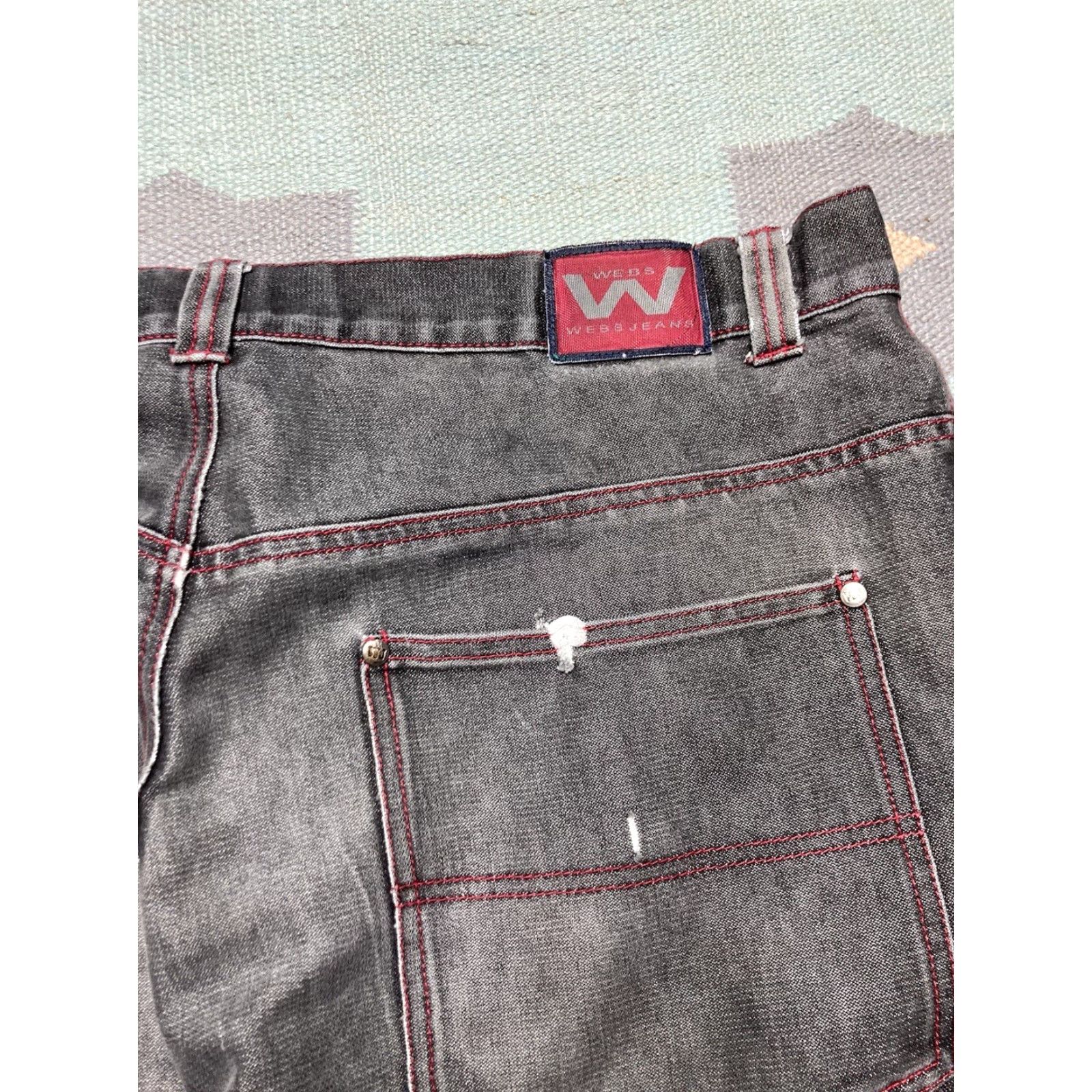 Vintage VINTAGE Webs Jeans Carpenter Jeans Wide-Leg 40x33 Men Black Cyber Goth Skater Baggy Y2K WW Size US 40 / EU 56 - 3 Thumbnail