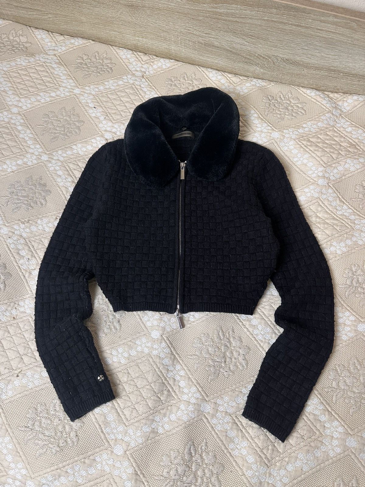 Maniere De Vior 🔥 Maniere De Voir Cropped Fur Jacket Cardigan Zip Size XS / US 0-2 / IT 36-38 - 2 Thumbnail