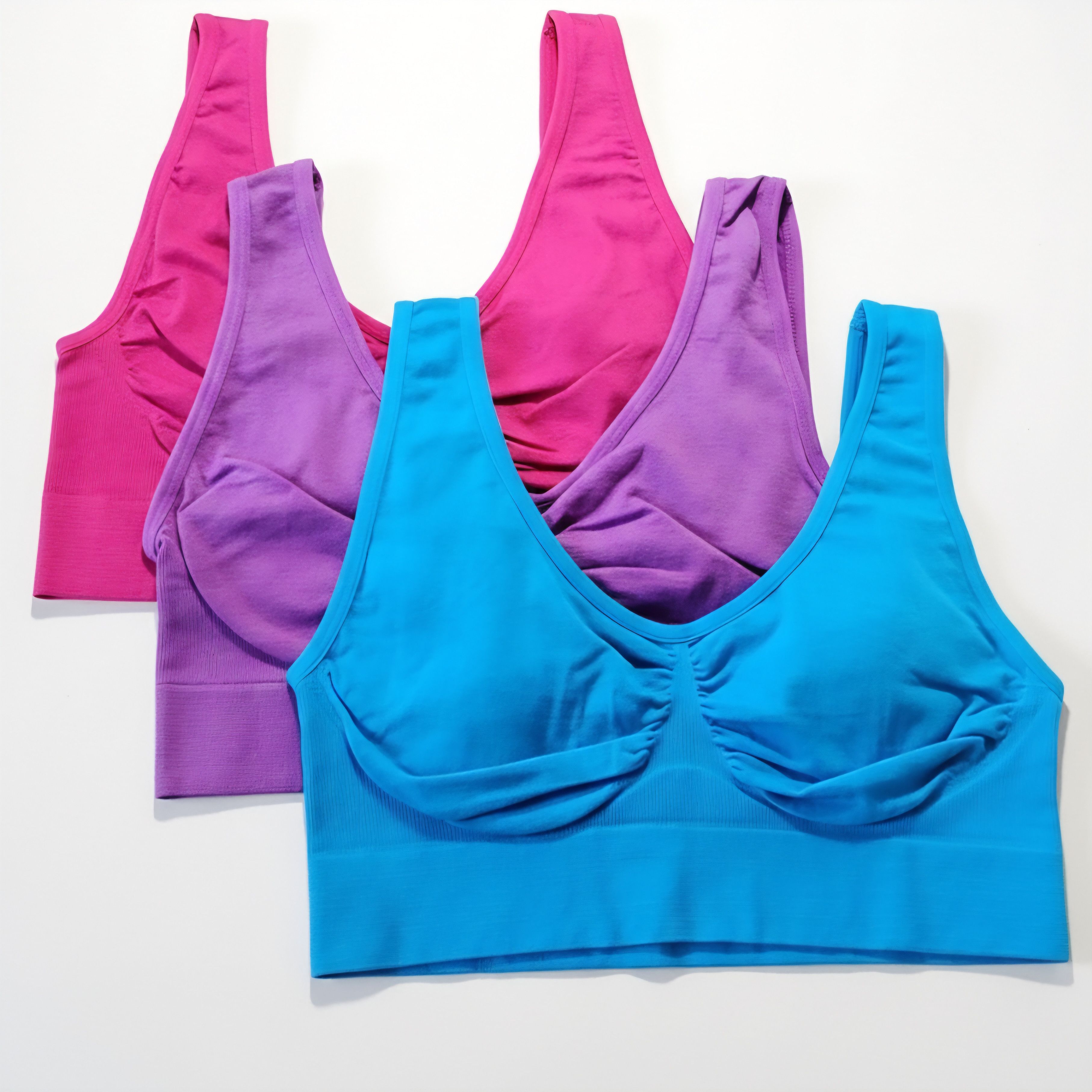 Other Freedom Size M/L NEW 3 Bras Set Pink Purple Blue Stretchy Size ONE SIZE - 8 Thumbnail
