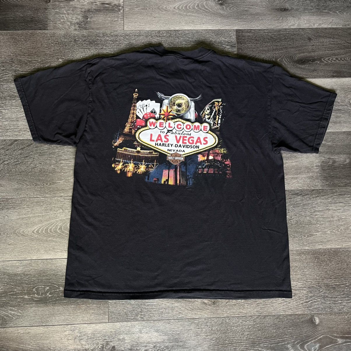 Harley Davidson Vintage 2000s Harley Davidson Las Vegas Graphic Logo T Shirt Size US XL / EU 56 / 4 - 1 Thumbnail