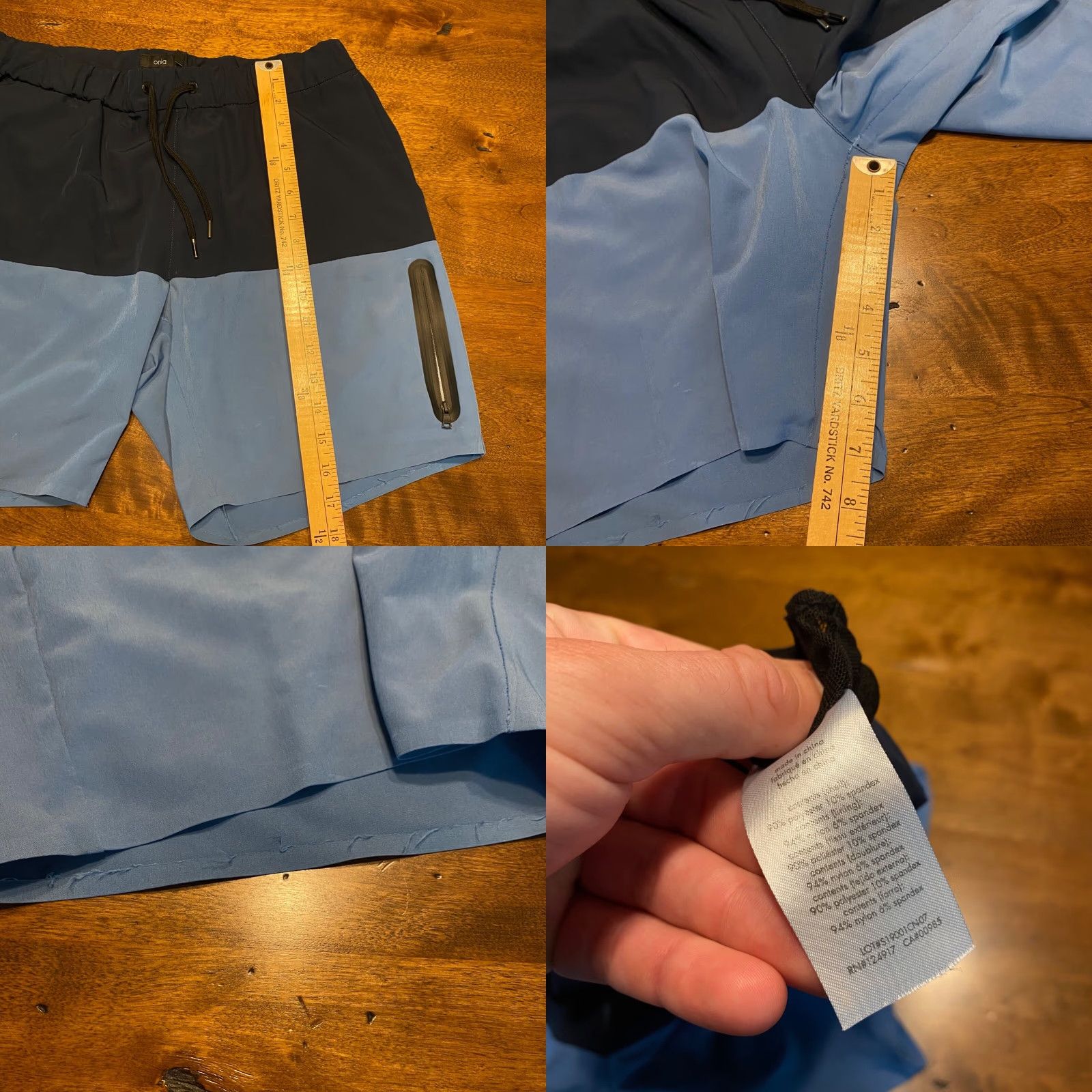 Onia ONIA Swim Trunks Mens Large Two Tone Blue Drawstring 7" Board Shorts Hybrid Size US 33 - 8 Thumbnail