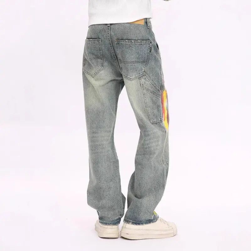Japanese Brand Retro straight leg wide leg graffiti jeans Size US 32 / EU 48 - 2 Thumbnail