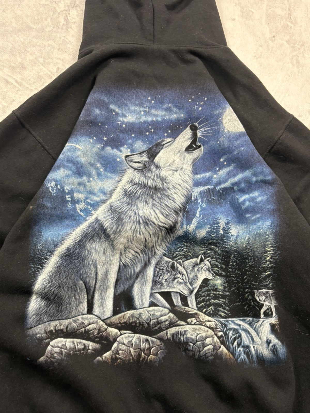 Japanese Brand Vintage Wolf ZIP hoodie rap hip-hop retro wide loose baggy Size US L / EU 52-54 / 3 - 7 Thumbnail