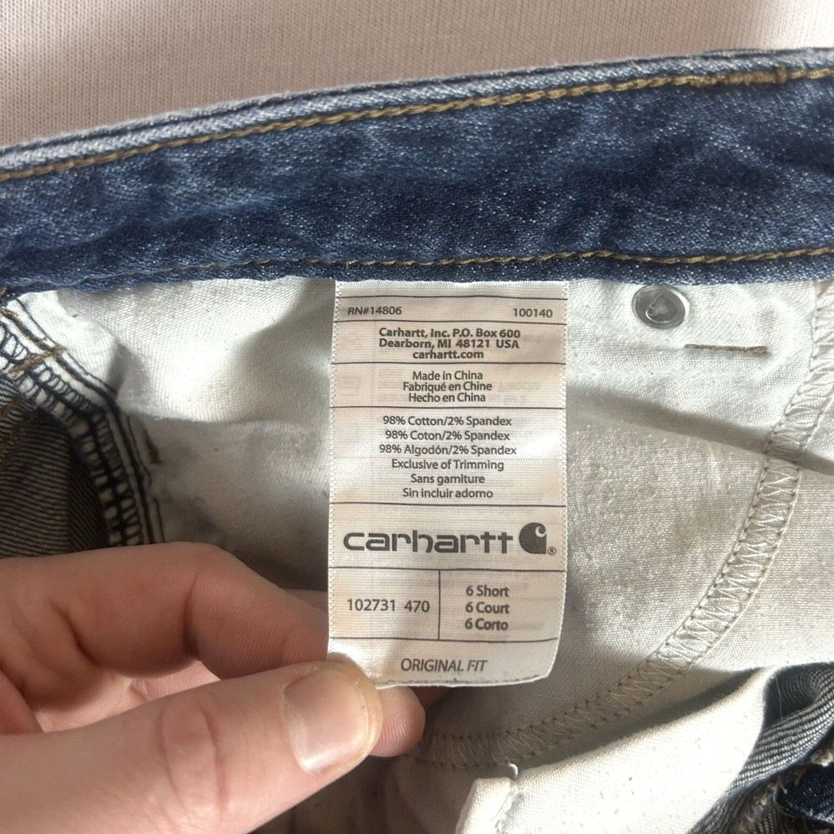 Carhartt Carhartt Jeans Womens 6 Short Blue Denim 6S STAINED Straight Jeans Carhartt Original Fit 5-Pocket Womens Size 28" / US 6 / IT 42 - 5 Thumbnail