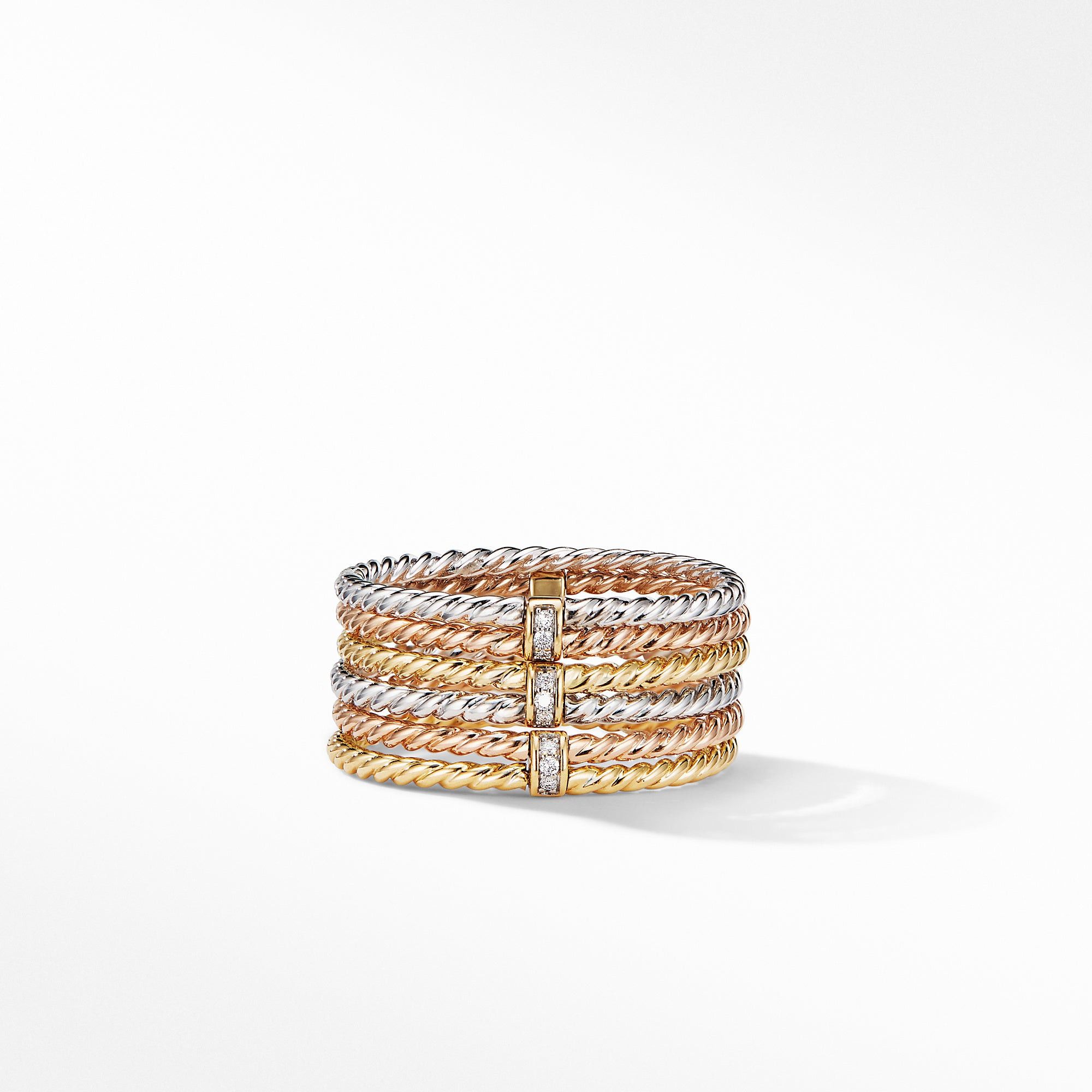 David Yurman o1s1wg111025 R14884D /Size 6 /Six Row Cable Ring in Golden Size ONE SIZE - 2 Thumbnail