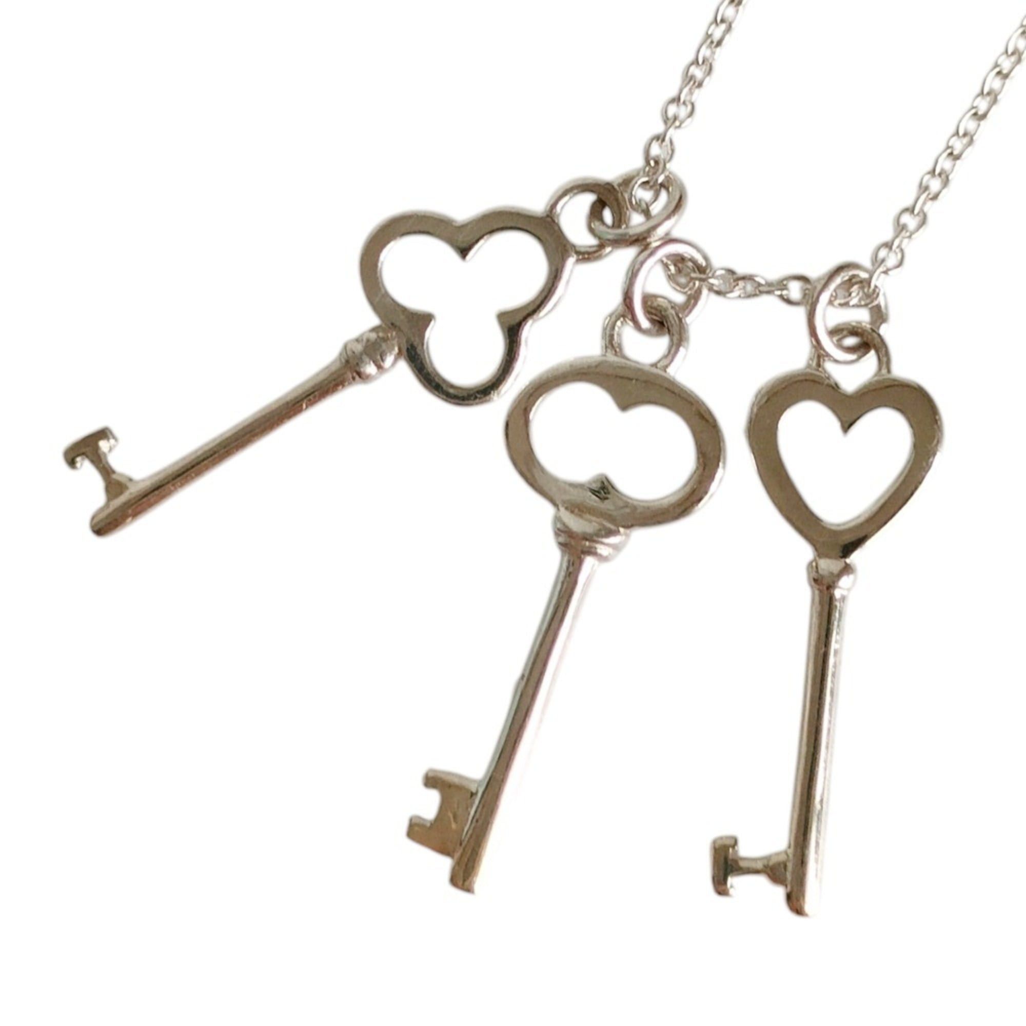 Tiffany & Co. TIFFANY & Co. Tiffany SV925 Triple Three-Key Chain Pendant Necklace with Box, Silver, Women's Size ONE SIZE - 1 Thumbnail