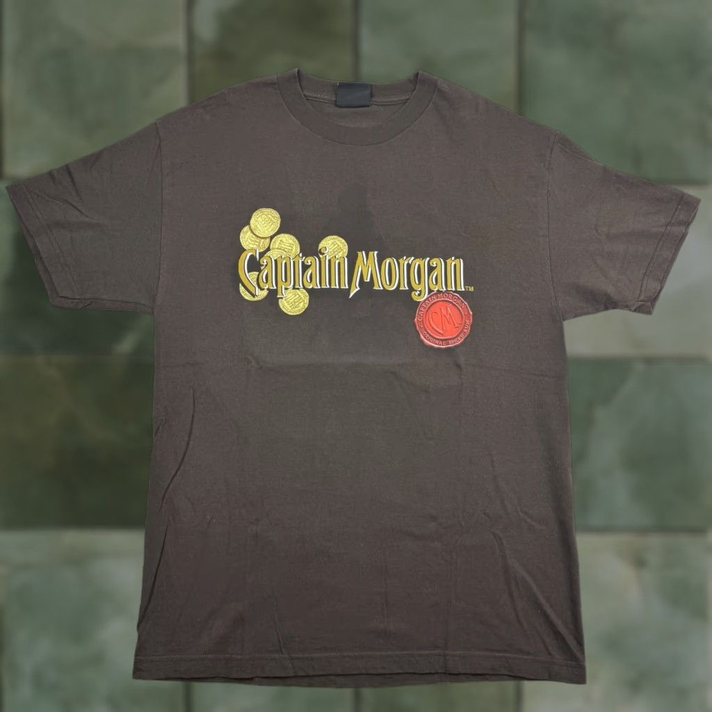 Vintage Captain Morgan T Shirt Adult Large Brown Graphic Print Crew Neck Short Sleeve Vintage Y2K Mens Liquor Drink Size US L / EU 52-54 / 3 - 1 Thumbnail