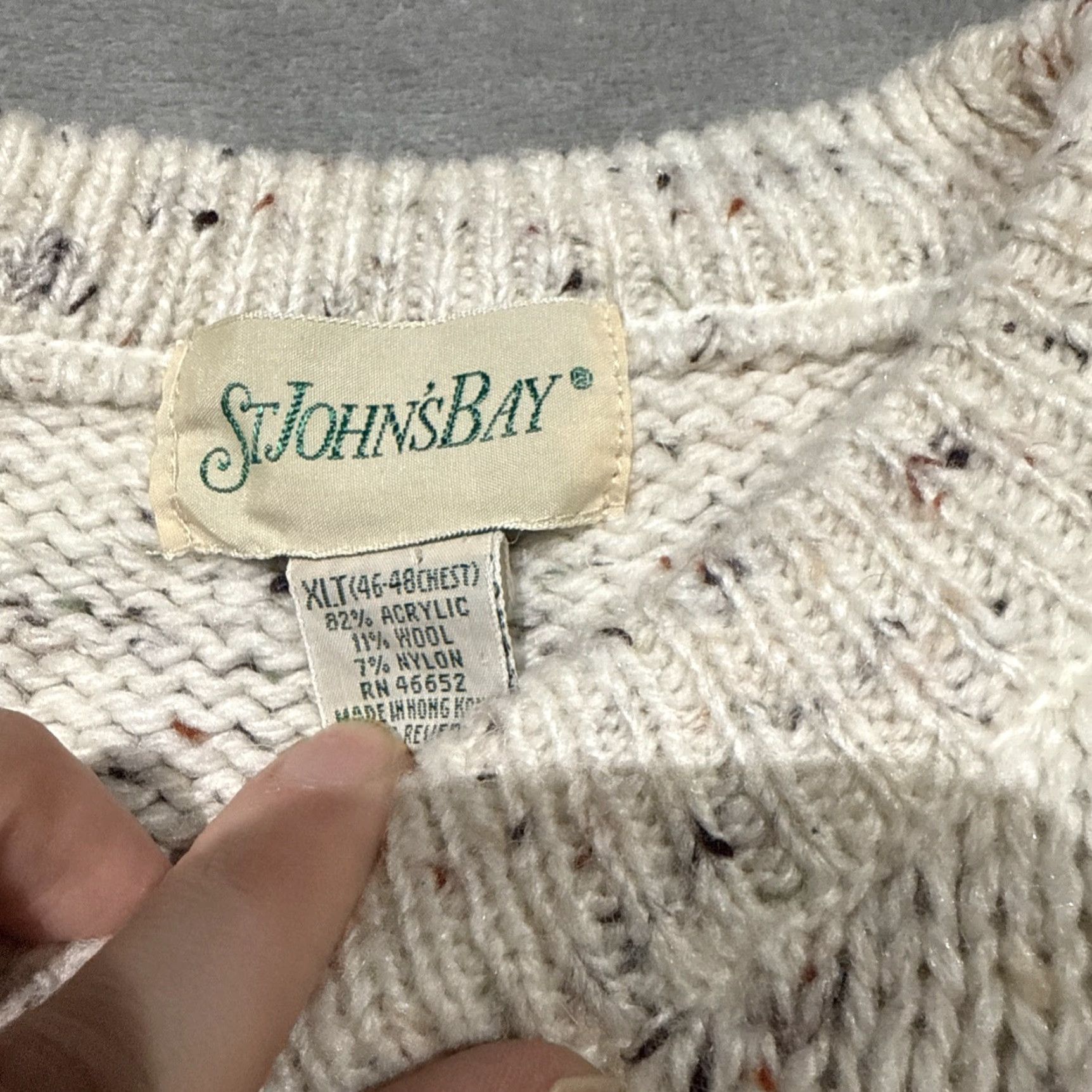 Vintage VINTAGE St. Johns Bay Sweater Mens XLT Geometric Fair Isle Acrylic Wool Blend Pullover Crew Neck Knits Beige Men Size US XL / EU 56 / 4 - 3 Thumbnail