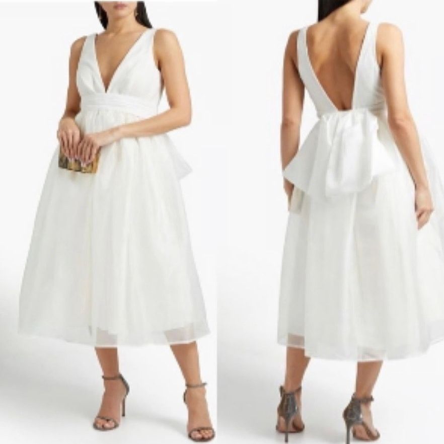 Sachin & Babi Sachin & Babi Carmina Gathered Organza Midi Dress In Ivory 4 Size S / US 4 / IT 40 - 1 Thumbnail