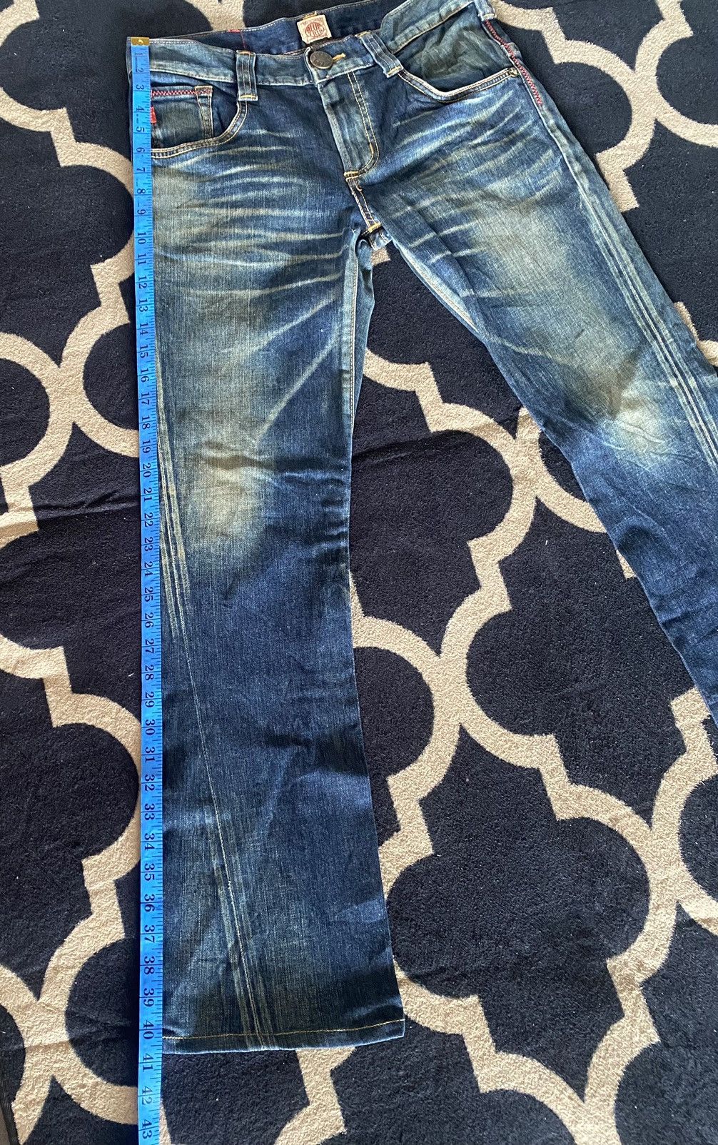 Edwin 🔥FLARE🔥🔥Vintage Edwin Blue Trip Leather Pocket Style Size US 32 / EU 48 - 15 Thumbnail