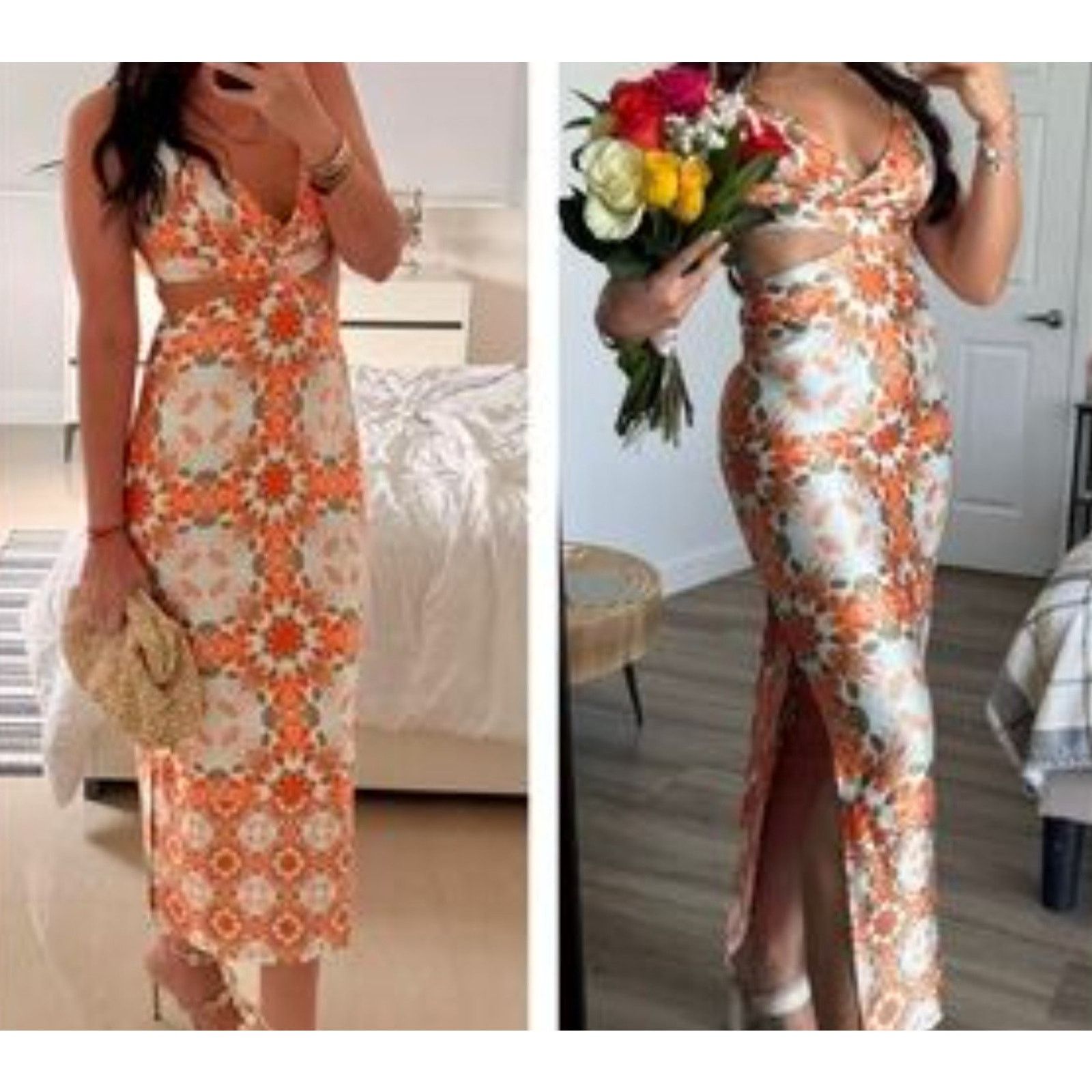 House of Harlow House of Harlow Revolve Satin Silky Floral Evening Dress L Size L / US 10 / IT 46 - 1 Thumbnail