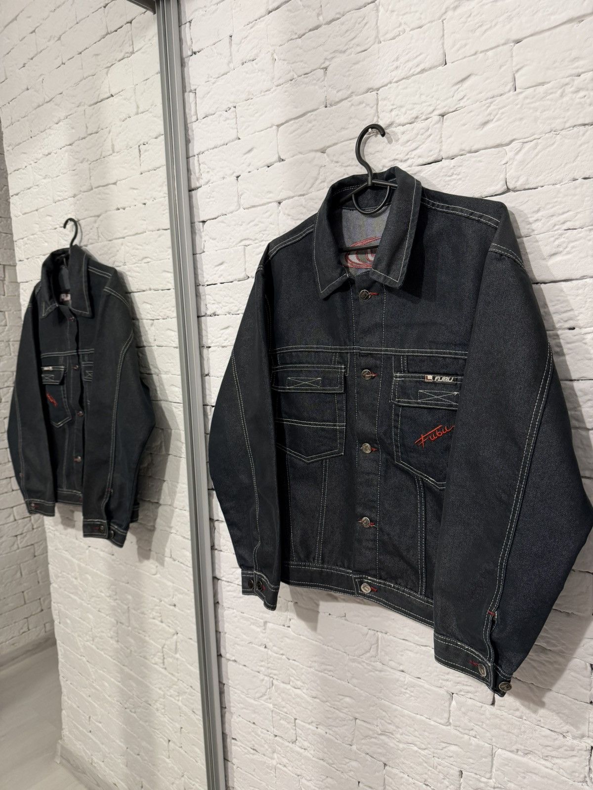 Fubu FUBU Y2K Denim Jacket Reflective Stitching Vintage Size M Size US M / EU 48-50 / 2 - 1 Thumbnail