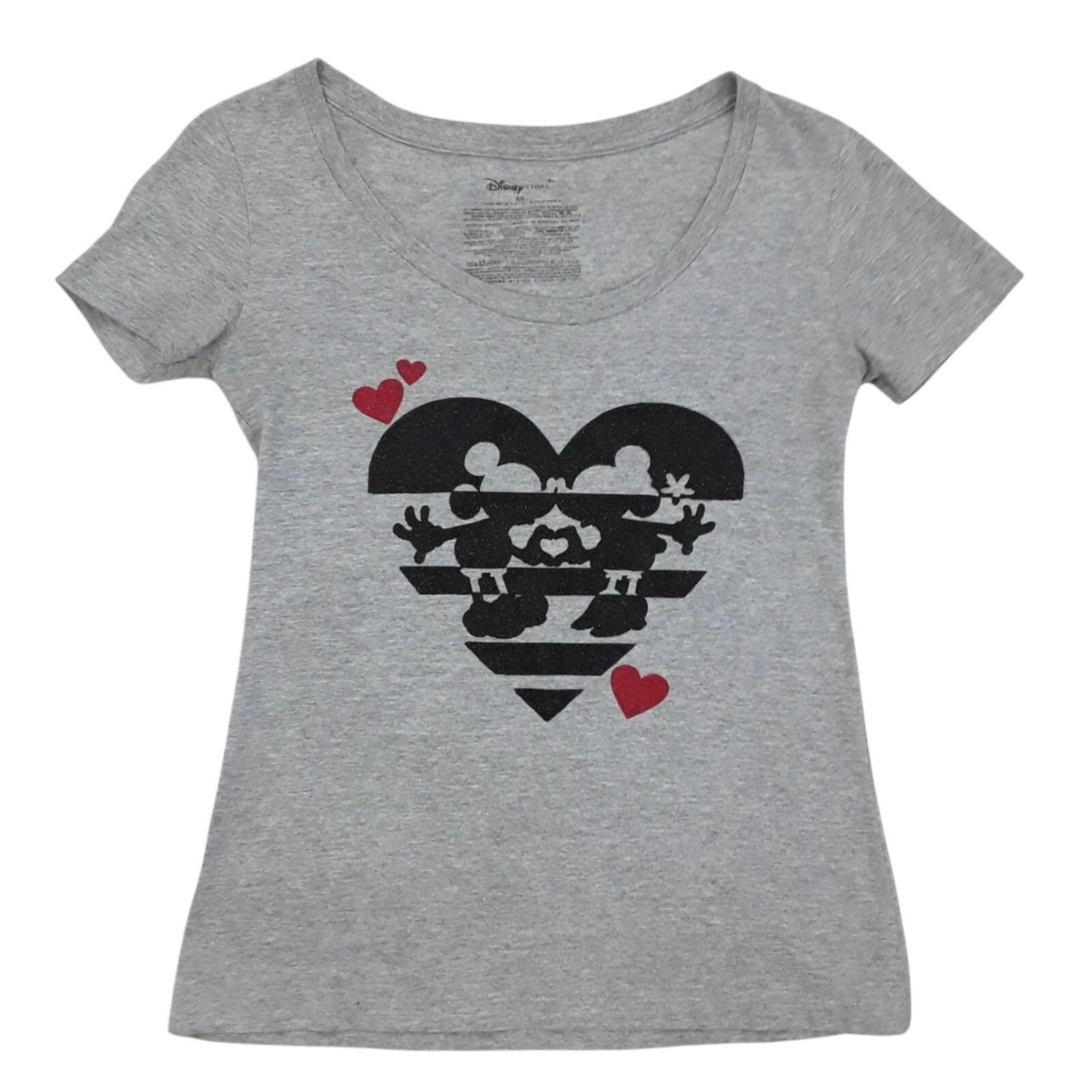 Disney DISNEY Mickey & Minnie T-shirt XS Gray Black Glitter Sparkle Size XS / US 0-2 / IT 36-38 - 3 Thumbnail