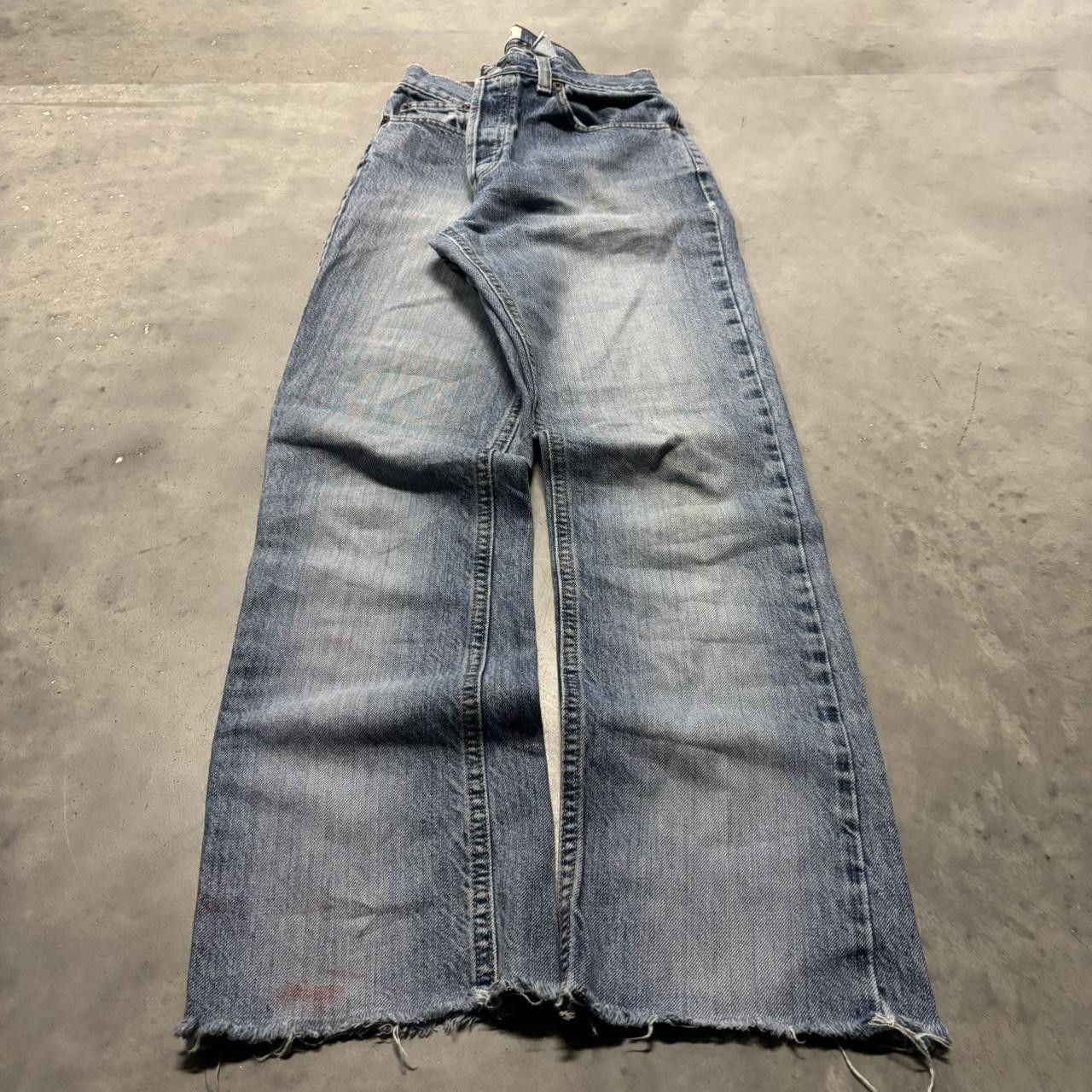 Japanese Brand × Vintage Crazy Vintage Y2K/2000s Grunge Faded Light Wash Bootcut Denim Jeans! Size US 29 - 3 Thumbnail