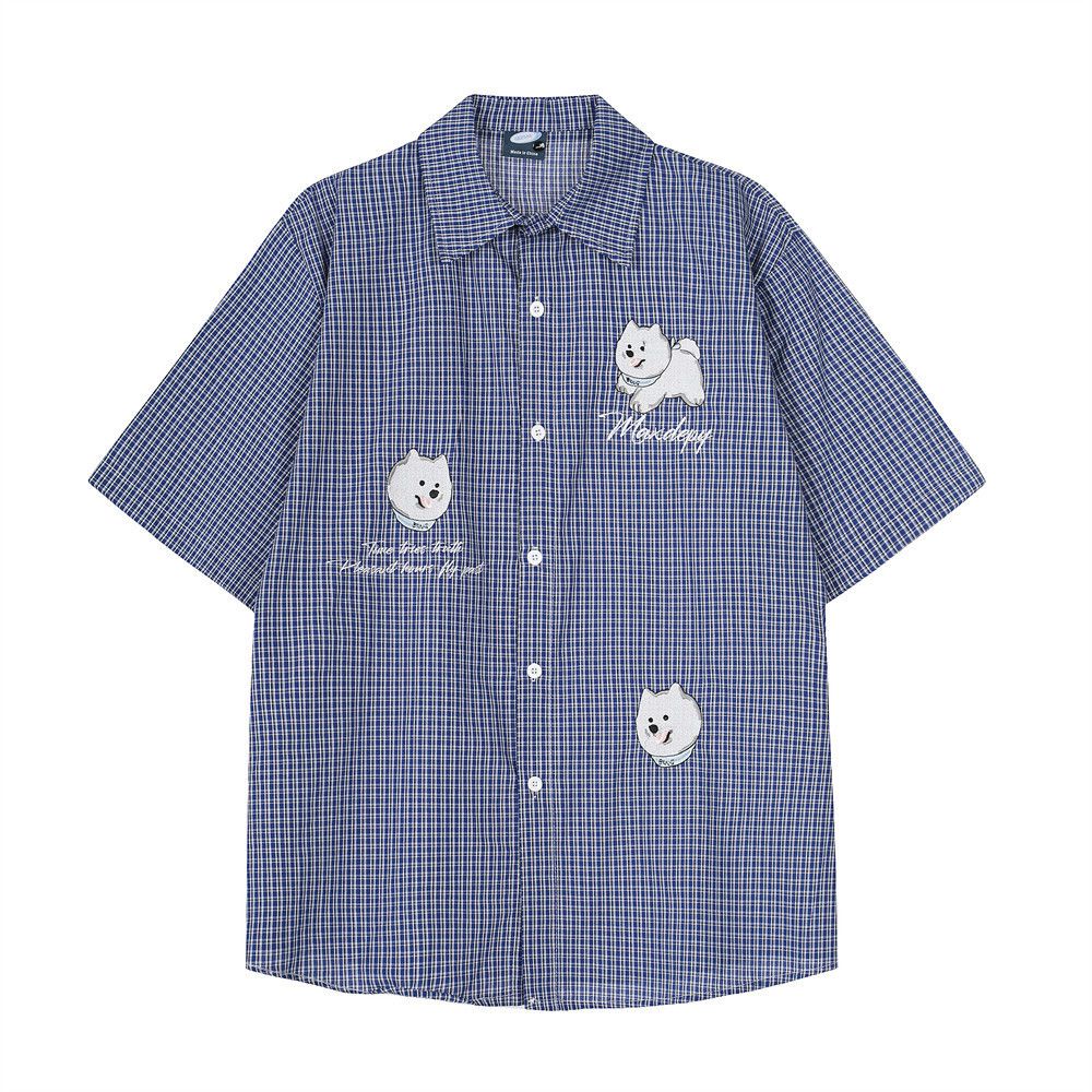 Japanese Brand × Vintage Japanese loose boys cartoon puppy embroidered casual shirt Size US M / EU 48-50 / 2 - 1 Thumbnail