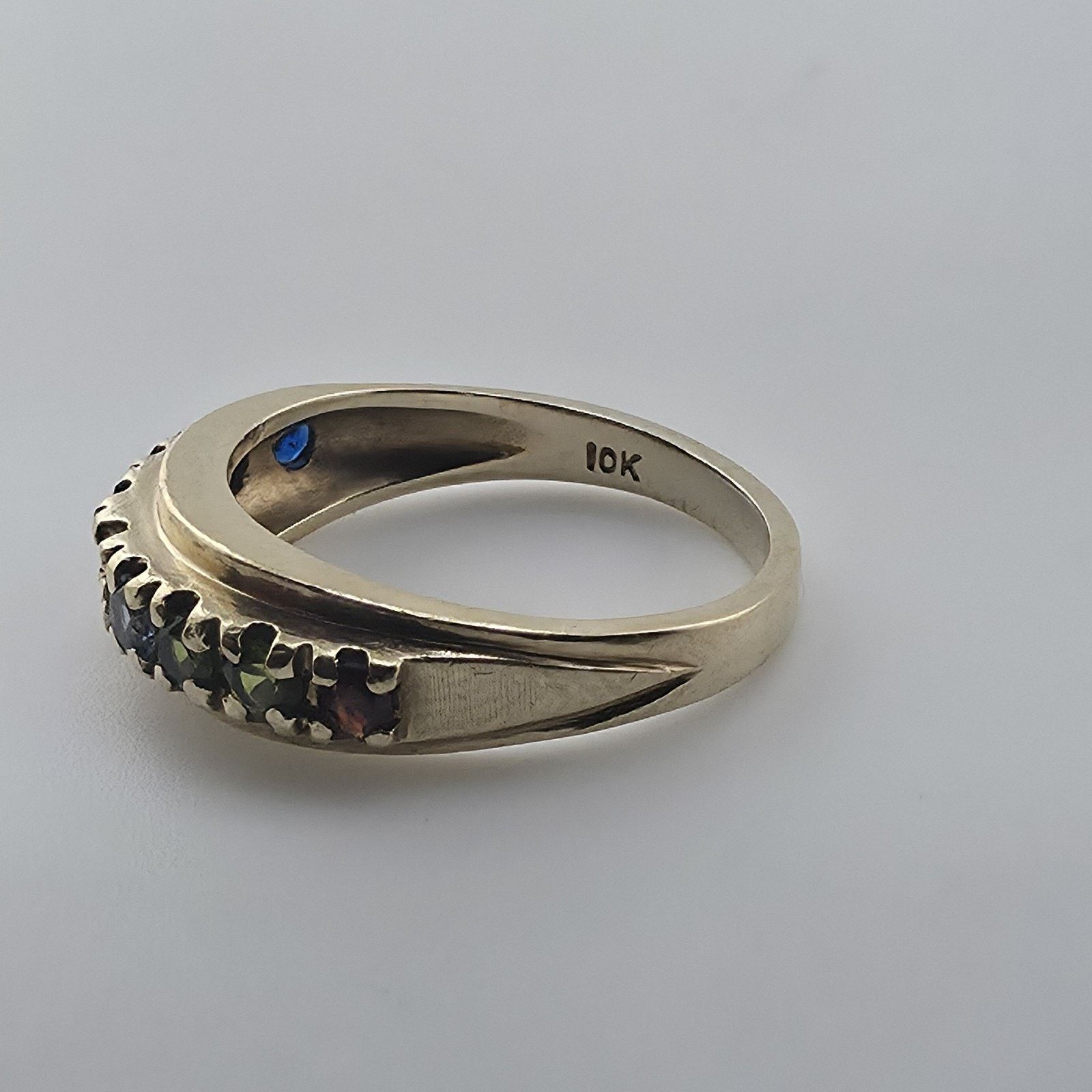 Other 10K Yellow Gold Multi Gemstone Ring 6.5 VTG Missing Stone Size ONE SIZE - 10 Thumbnail