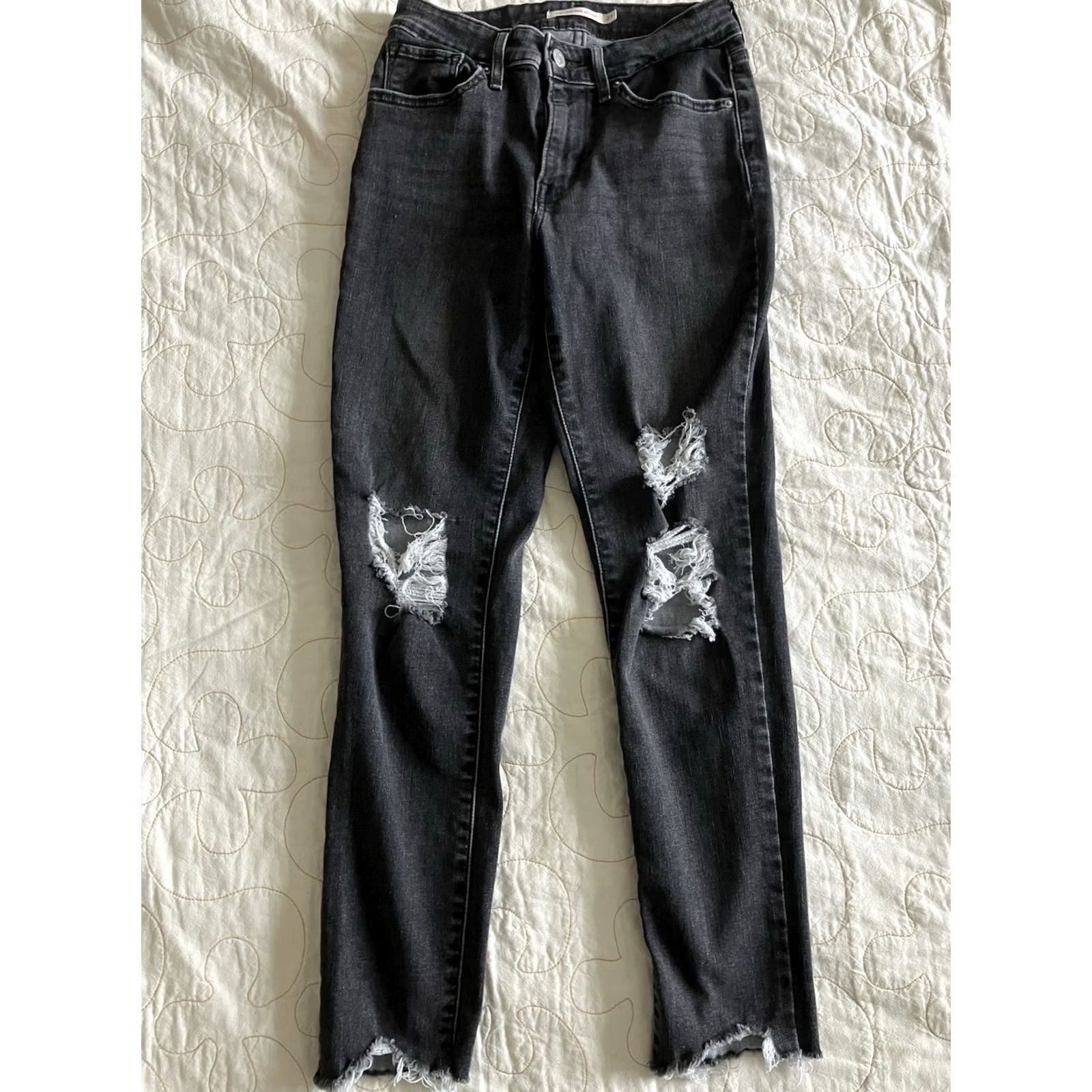 Levi's Levi’s Women Jeans Size 27 Black 720 High-Rise Super Skinny Stretch Denim Cut Jeans Skinny Womens 27in Inseam 27in Regular Stretch Size 27" / US 4 / IT 40 - 3 Thumbnail
