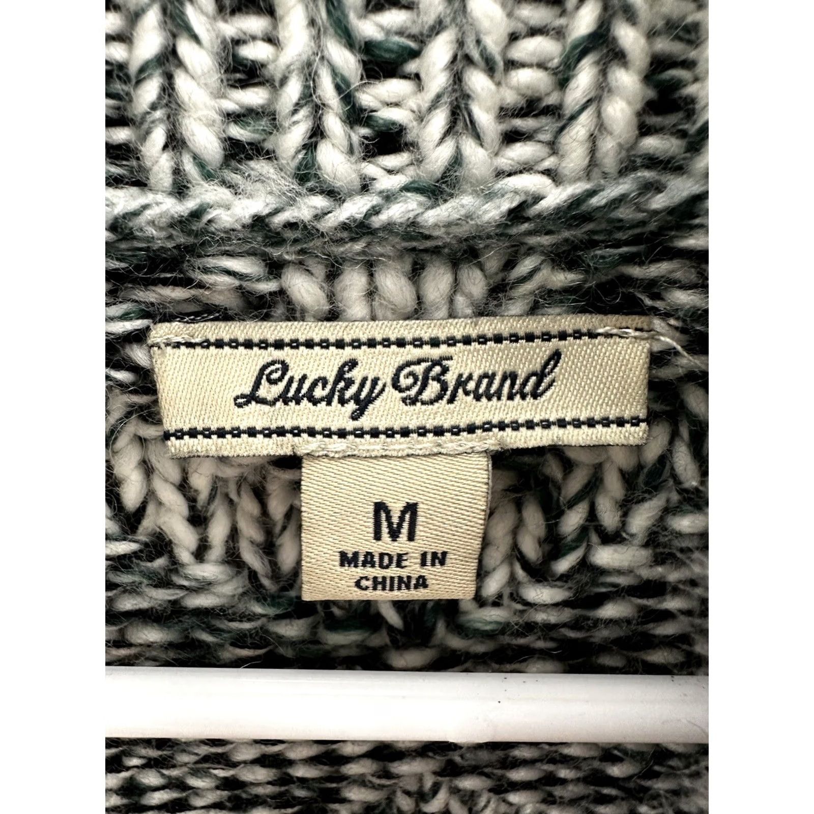 Lucky Brand Lucky Brand Womens Sweater Turtleneck Fringe Pullover White Green Geometric Knit M Regular Bohemian Furthest Improved Size M / US 6-8 / IT 42-44 - 5 Thumbnail