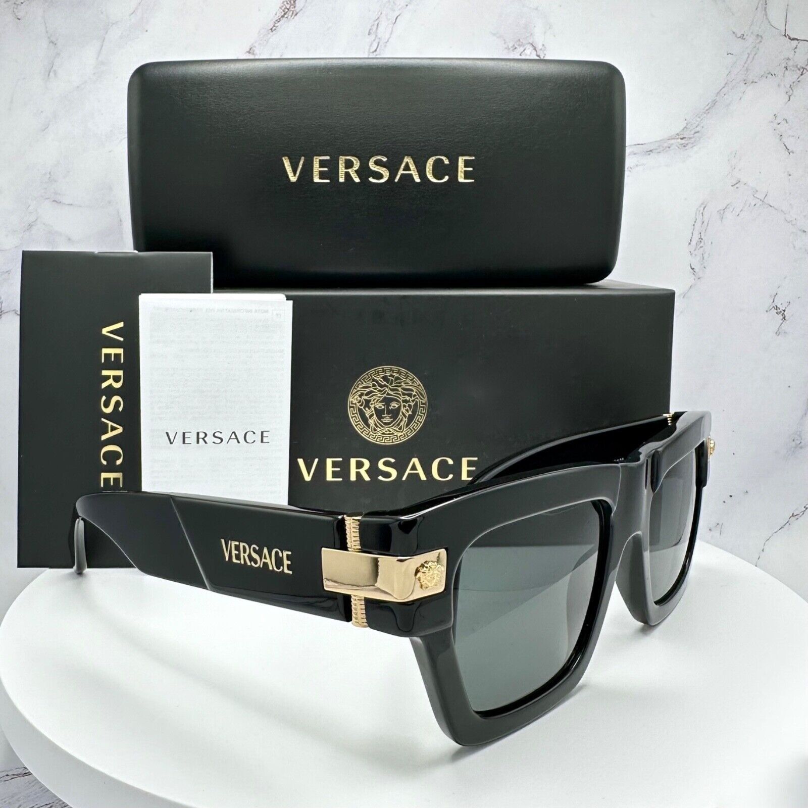 VERSACE Sunglasses New Black Gold Special Project Dwayne