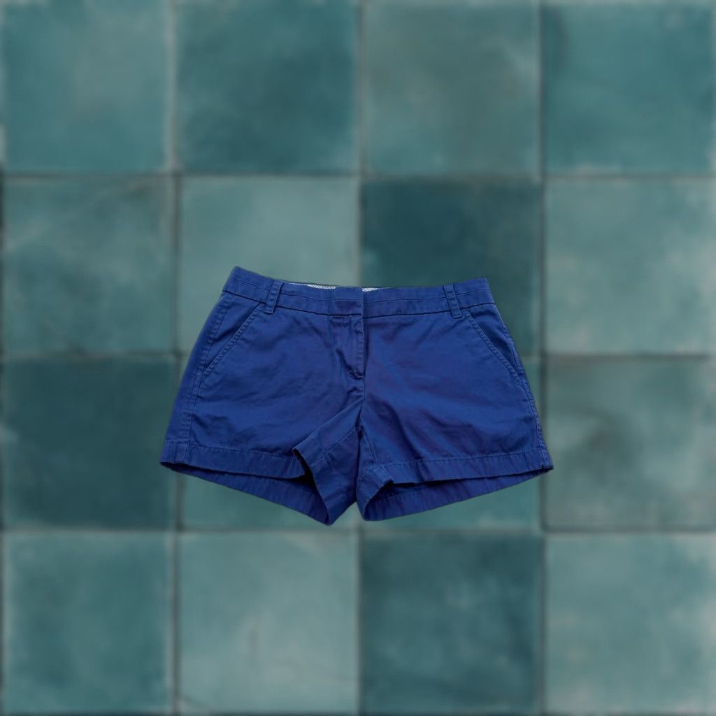 J.Crew J.Crew Chino Shorts Womens 6 Blue Classic Cotton Casual Flat Front Summer Size 28" / US 6 / IT 42 - 1 Thumbnail