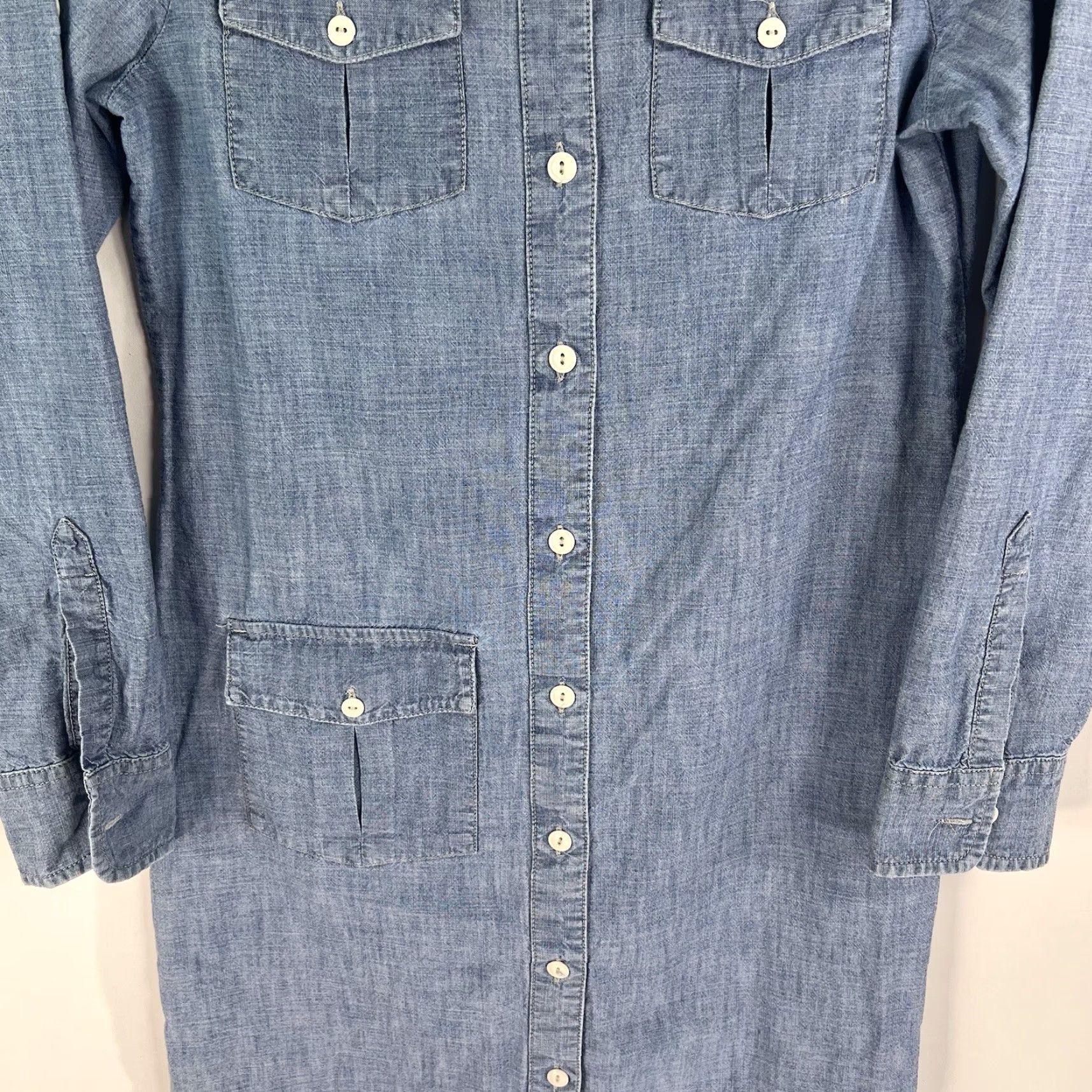 Vintage L.L. Bean Denim Shirt Dress Womens Size 4 Blue Long Sleeve Collared Classic 90s USA Size S / US 4 / IT 40 - 3 Thumbnail