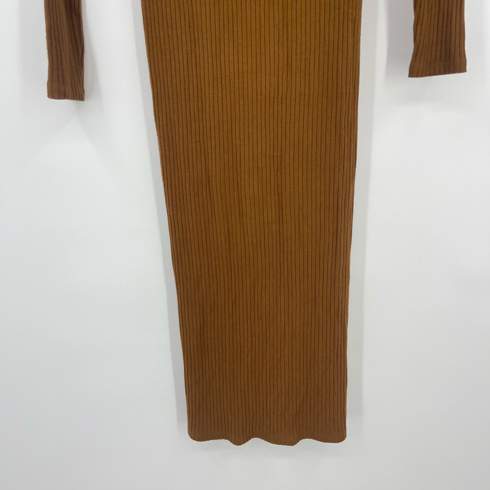 Enza Costa Enza Costa | Rib Long Sleeve Step Hem Dress Cognac S Size S / US 4 / IT 40 - 9 Thumbnail