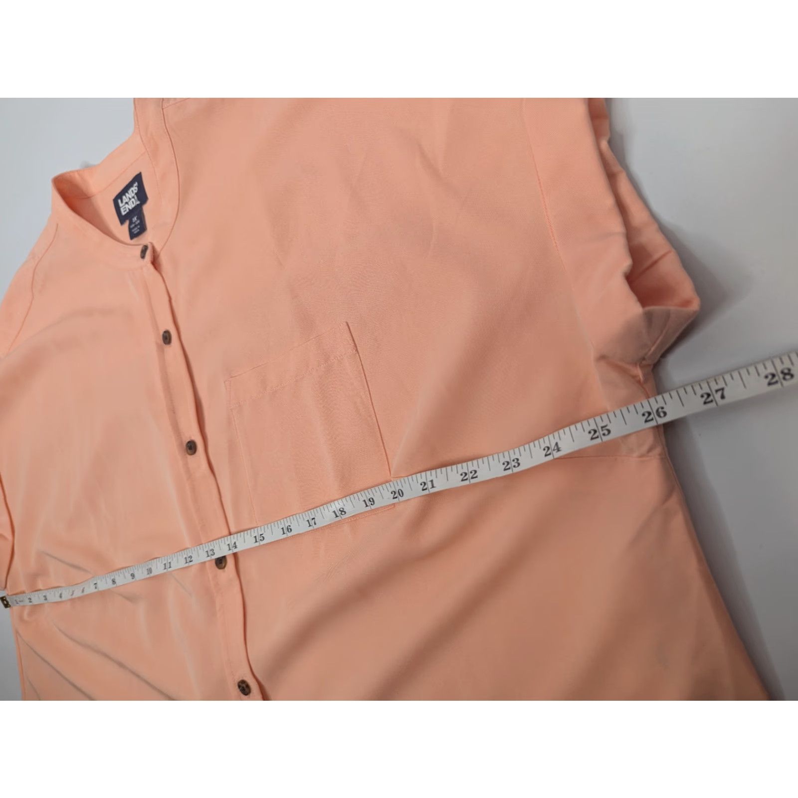 Lands' End Lands’ End Dolman Sleeve Button Peach Orange Top 1X Womens Size 1X Orange Button-Up Shirt-Top Size XL / US 12-14 / IT 48-50 - 4 Thumbnail