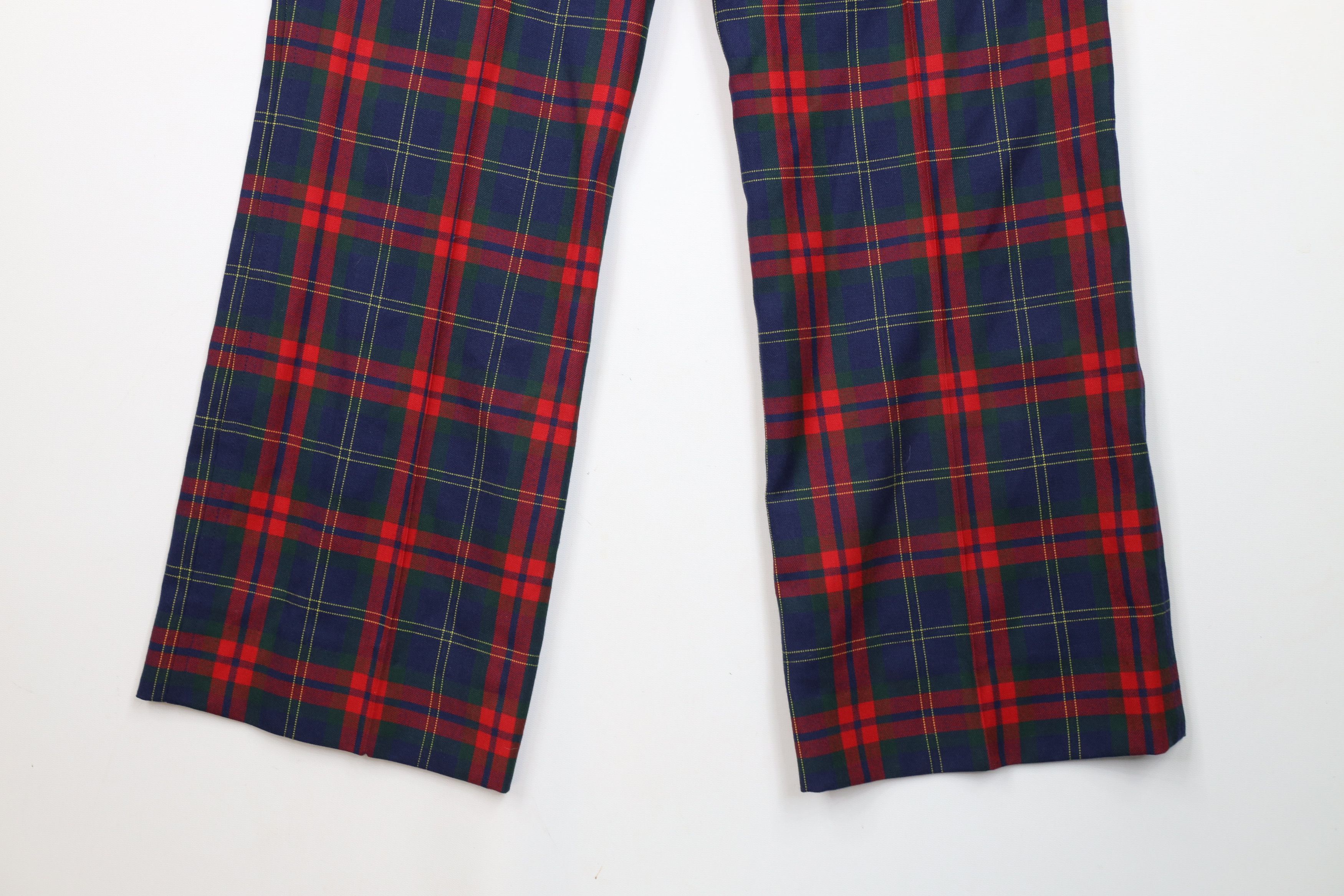 Vintage 70s Streetwear Wool Bell Bottoms Chino Pants Plaid