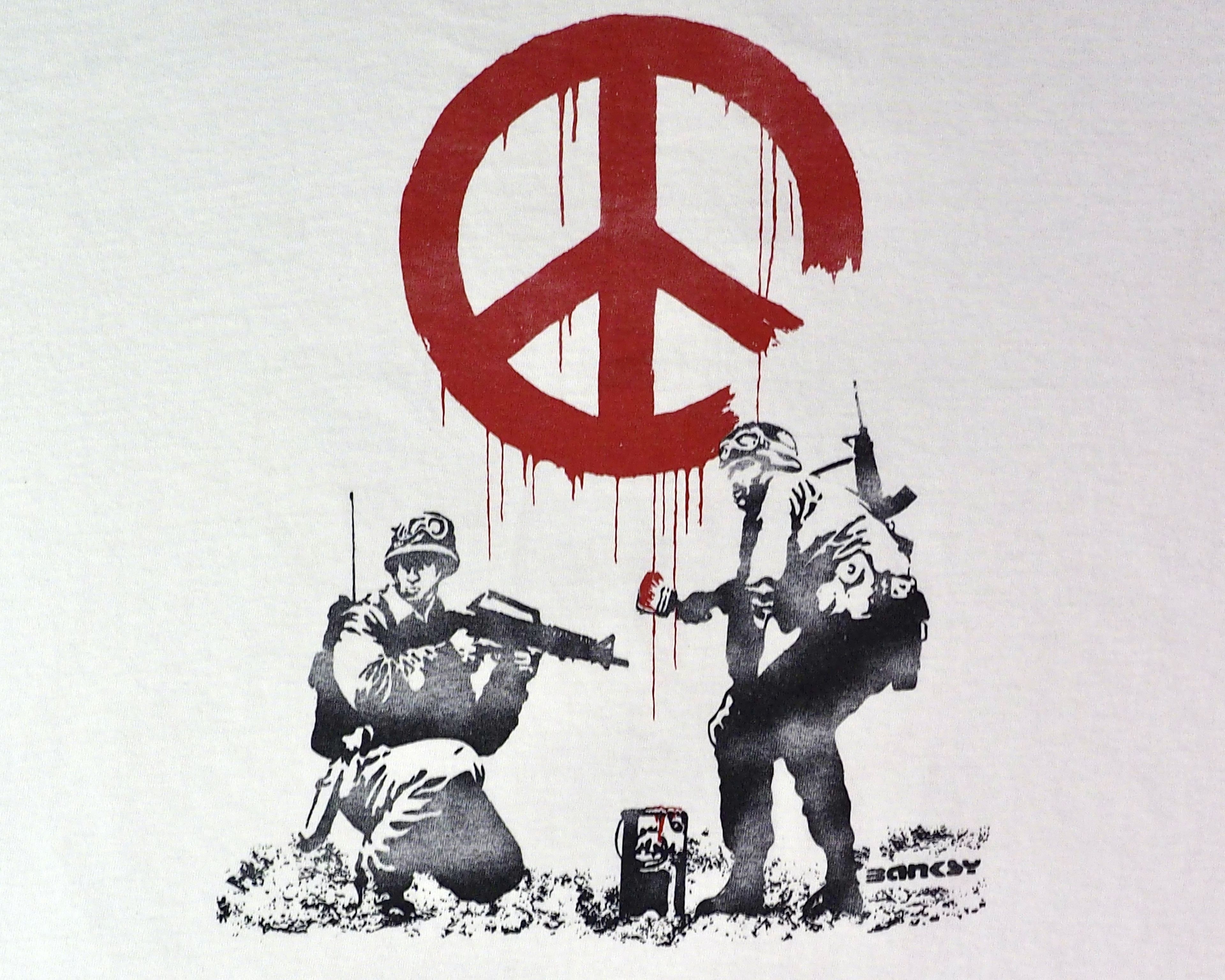 Vintage Vintage Early 2000s Banksy CND Soldiers Shirt Size L Size US L / EU 52-54 / 3 - 5 Thumbnail