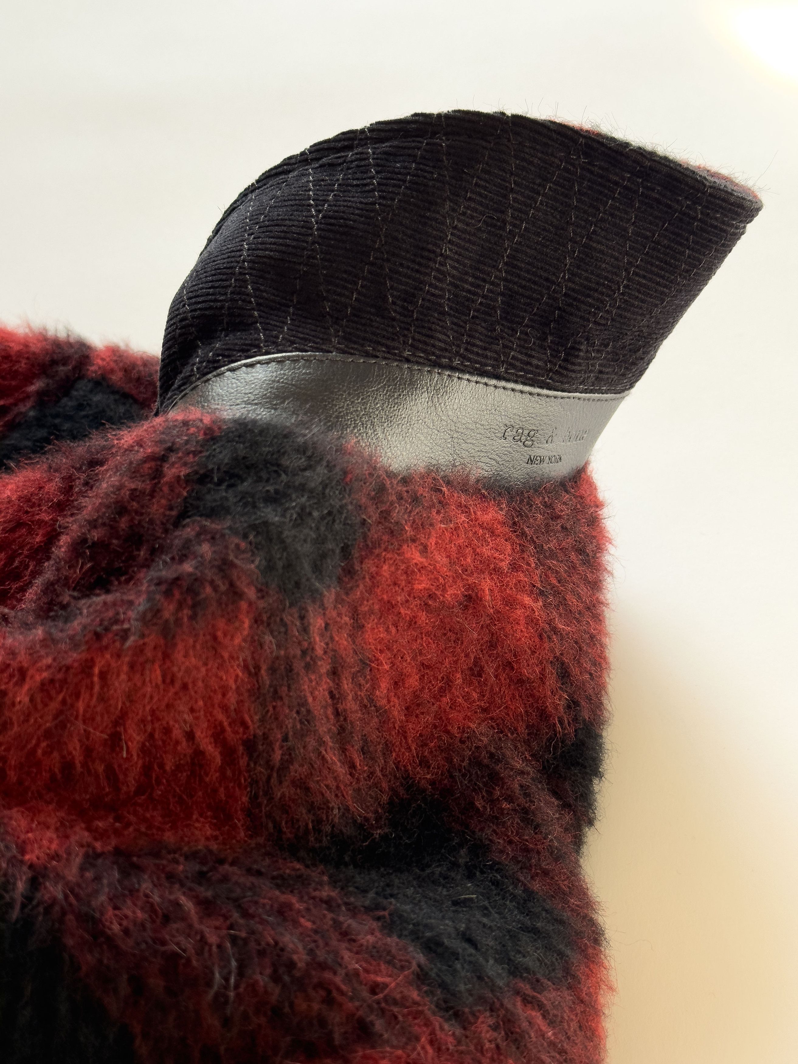 Rag & Bone Faux Fur wool blend fuzzy red plaid jacket Size US L / EU 52-54 / 3 - 4 Thumbnail
