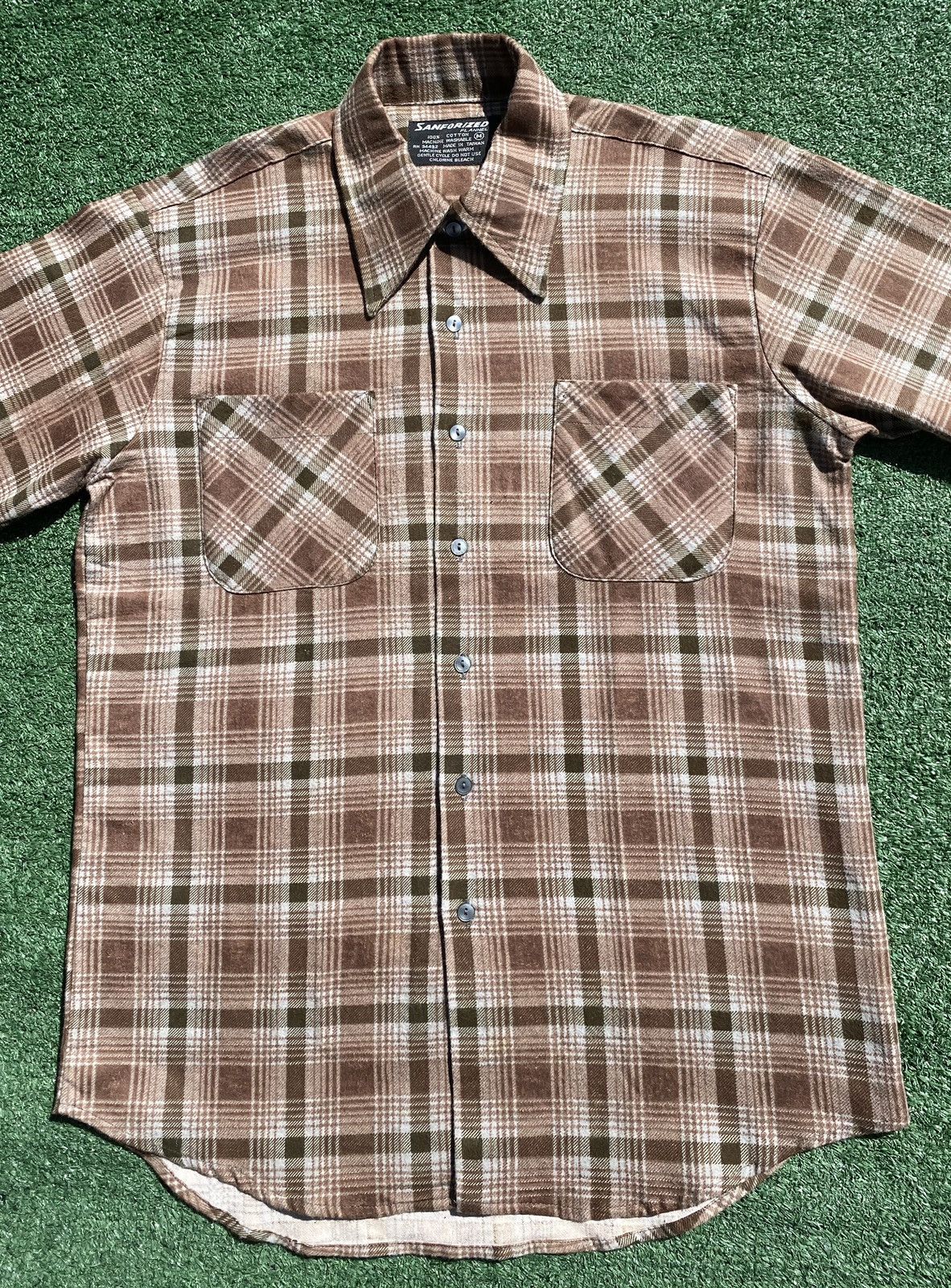 Vintage Vintage 60’s Sanforized Brown Flannel Lightweight Shirt Size US M / EU 48-50 / 2 - 3 Thumbnail