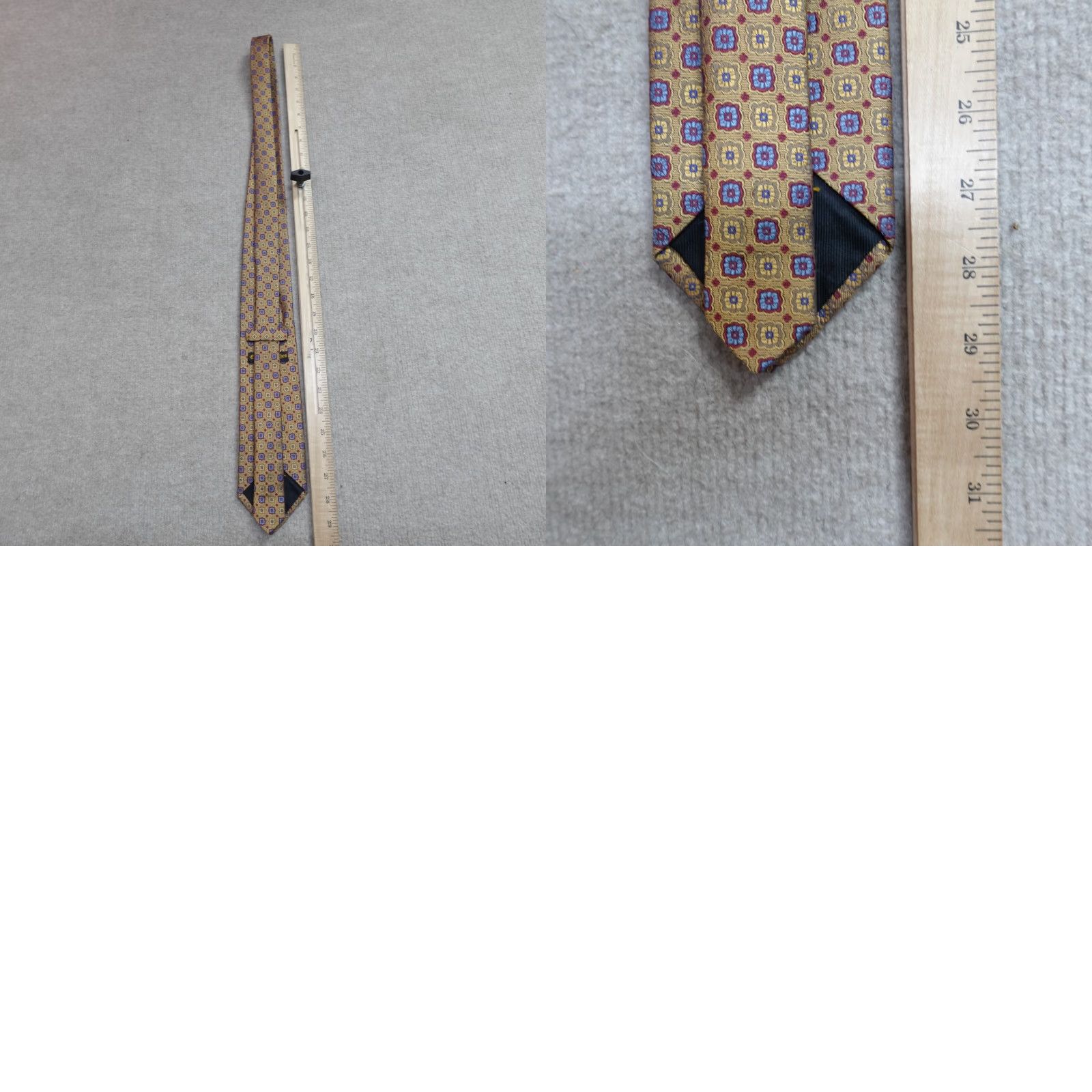 Vintage Oxxford Silk Tie Gold Geometric Jacquard Classic 57"-60" Handmade USA Men Size ONE SIZE - 8 Thumbnail
