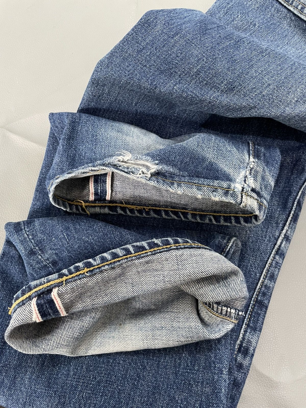 Levi's Vintage Clothing Levi's 702 Big E Selvedge Red Washed Blue Distressed Jeans Size US 30 / EU 46 - 10 Thumbnail