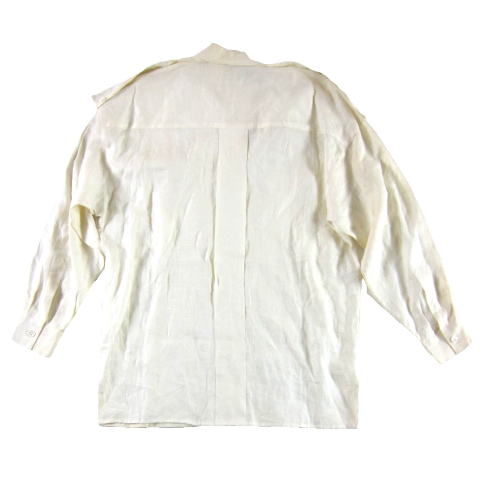 Nordstrom VINTAGE Classiques For Nordstrom Blouse Shirt Women L-XL Ivory Linen Button Down Long Sleeve Size L / US 10 / IT 46 - 2 Thumbnail