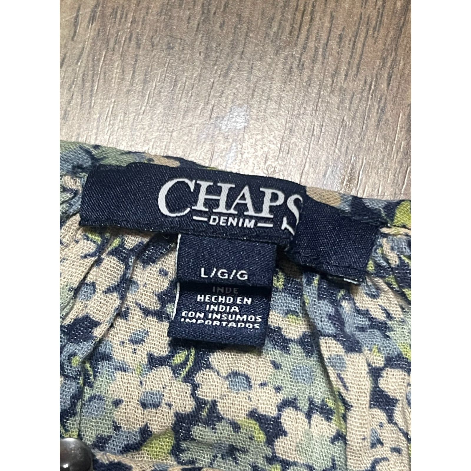 Chaps VINTAGE? No—CHAPS Blouse Women’s Large Blue White Green Floral Long Sleeve Size L / US 10 / IT 46 - 5 Thumbnail