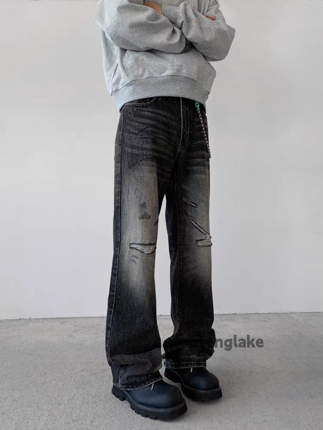 Jean Ltx vintage washed faded loose baggy ripped jeans Size US 28 / EU 44 - 2 Thumbnail