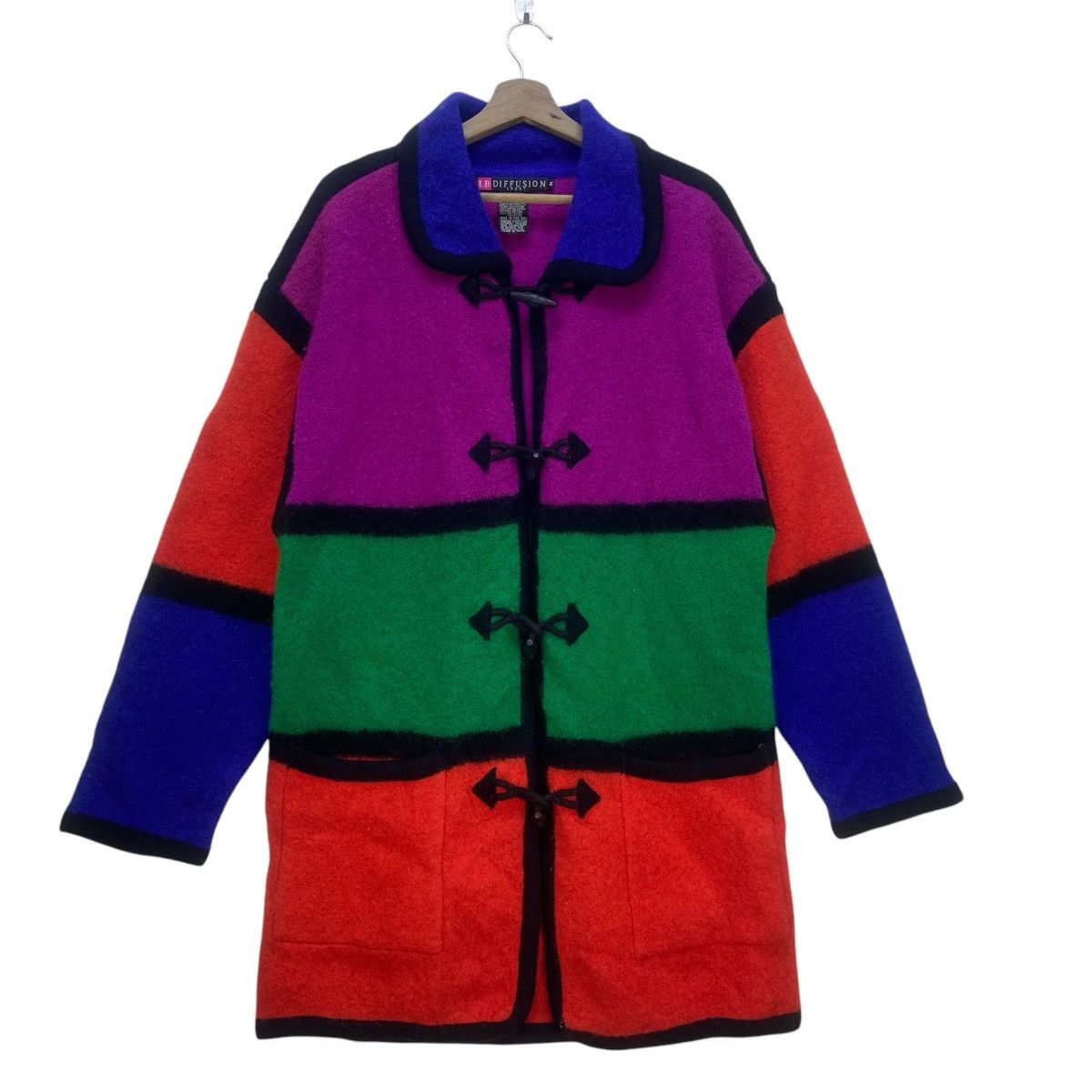 Japanese Brand 🔥I.B Diffusion Sport ColorBlock MultiColor Boiled Wool Coat Size M / US 6-8 / IT 42-44 - 1 Thumbnail