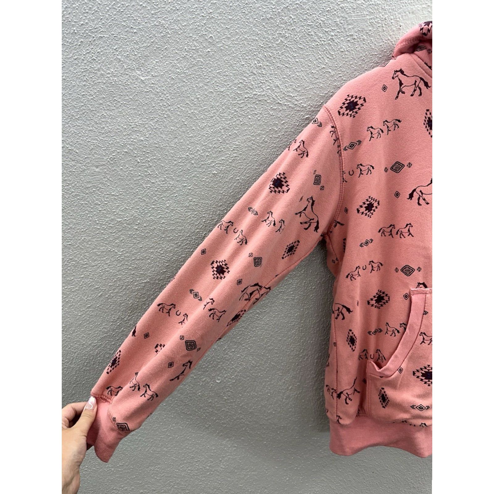 Pinko C.E. Schmidt Womens Jacket Size Medium Pink Horse Zip Up Hooded Sherpa Lined Size M / US 6-8 / IT 42-44 - 3 Thumbnail