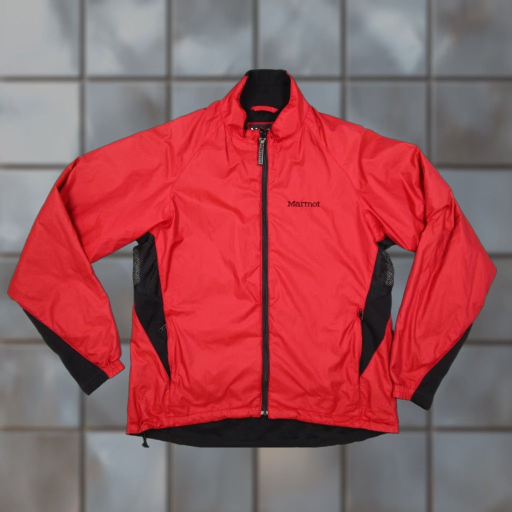 Marmot Women Jacket Large Red Fleece Lined Full Zip Windbreaker Hike Workwear